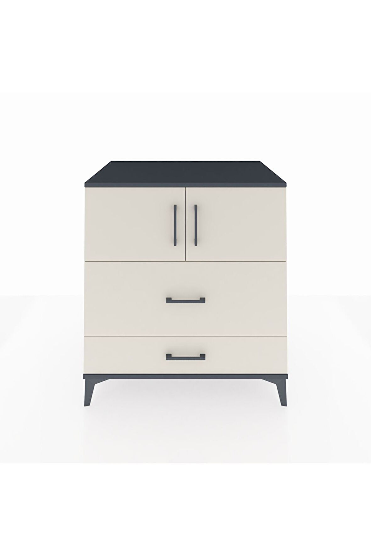 Kronos Şifonyer 2 Raflı 2 Çekmeceli 2 Kapaklı 88x59x96 Antrasit-Aytaşı