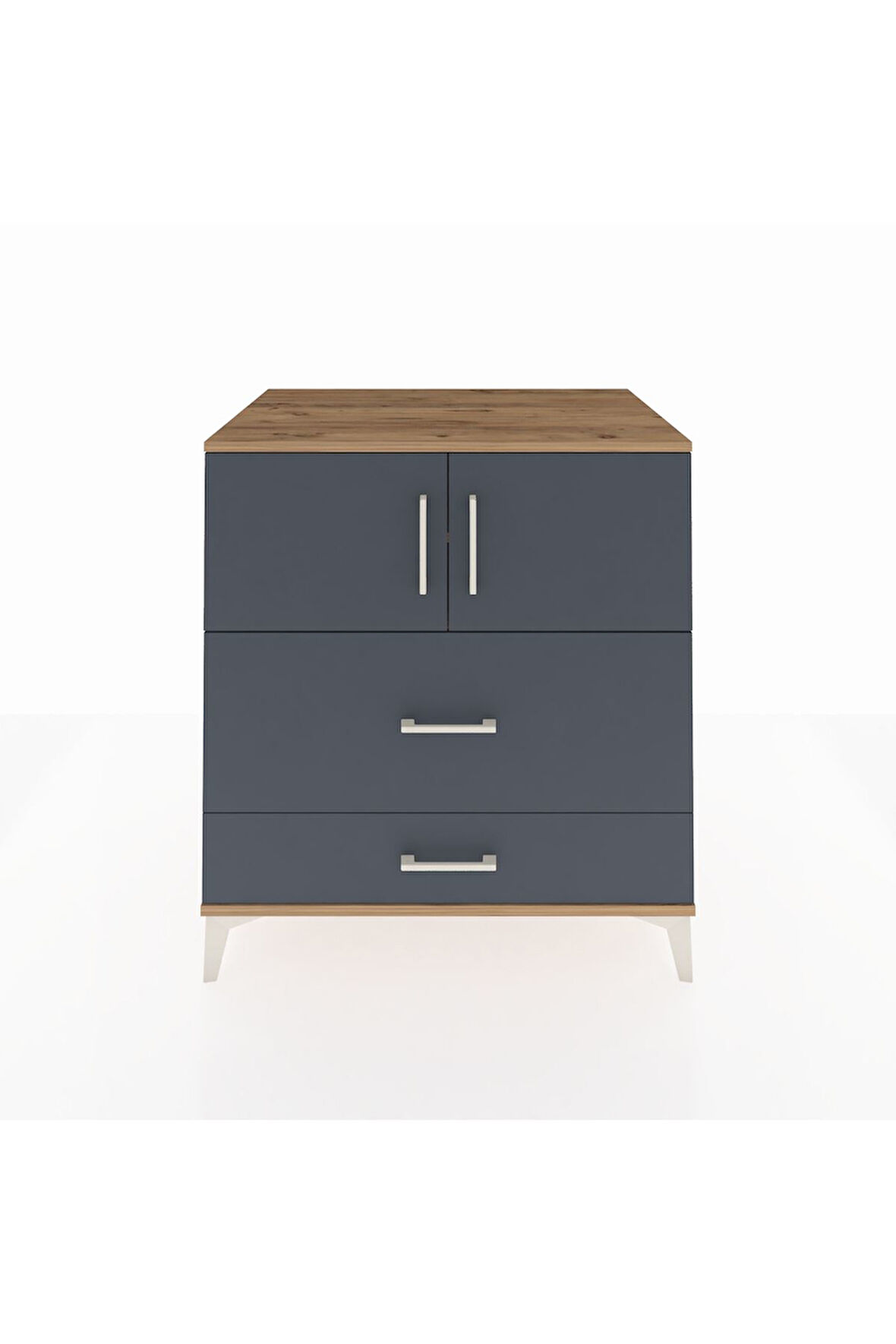 Kronos Şifonyer 2 Raflı 2 Çekmeceli 2 Kapaklı 88x59x96 Çam-Antrasit