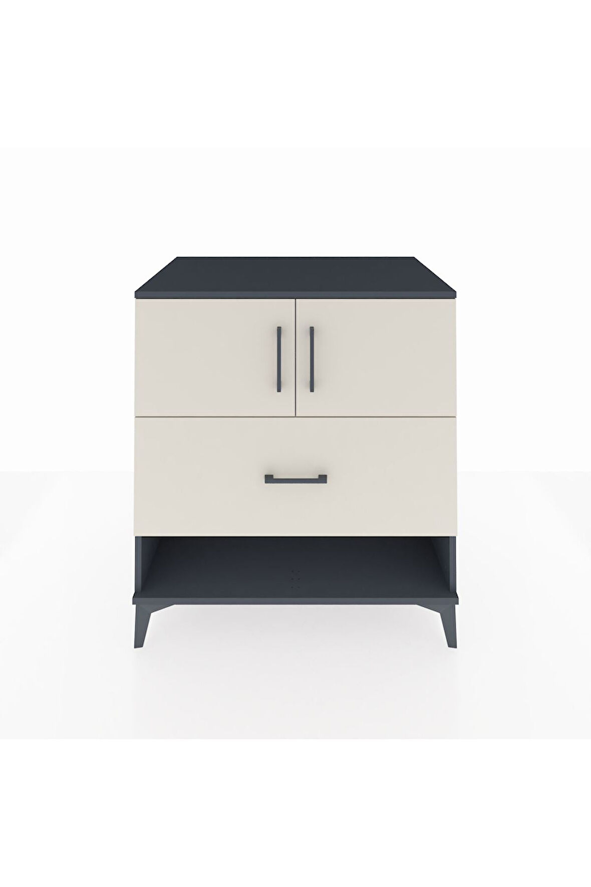 Kronos Şifonyer 2 Raflı Tek Çekmeceli 2 Kapaklı 88x59x96 Antrasit-Aytaşı