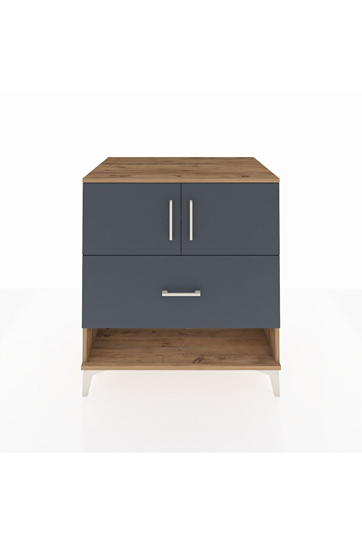 Kronos Şifonyer 2 Raflı Tek Çekmeceli 2 Kapaklı 88x59x96 Çam-Antrasit