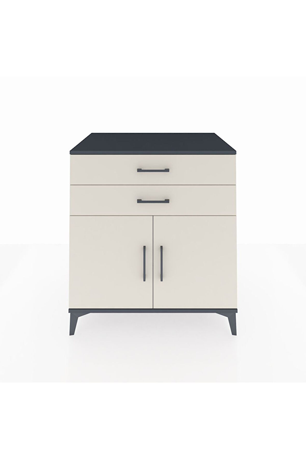 Kronos Şifonyer Tek Raflı 2 Çekmeceli 2 Kapaklı 88x59x96 Antrasit-Aytaşı