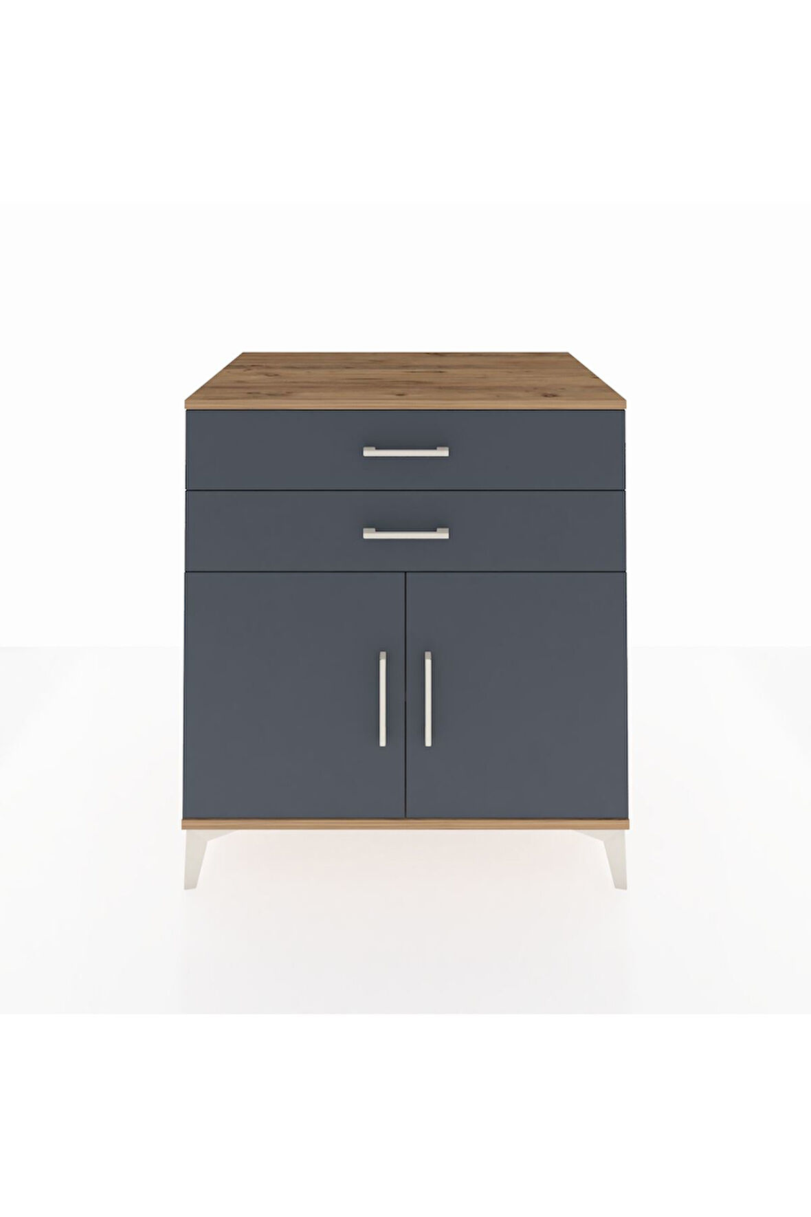 Kronos Şifonyer Tek Raflı 2 Çekmeceli 2 Kapaklı 88x59x96 Çam-Antrasit