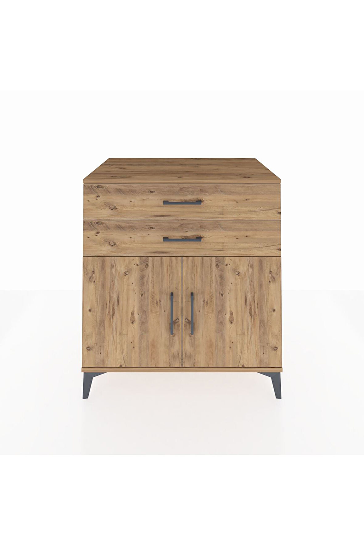 Kronos Şifonyer Tek Raflı 2 Çekmeceli 2 Kapaklı 88x59x96 Çam-Çam