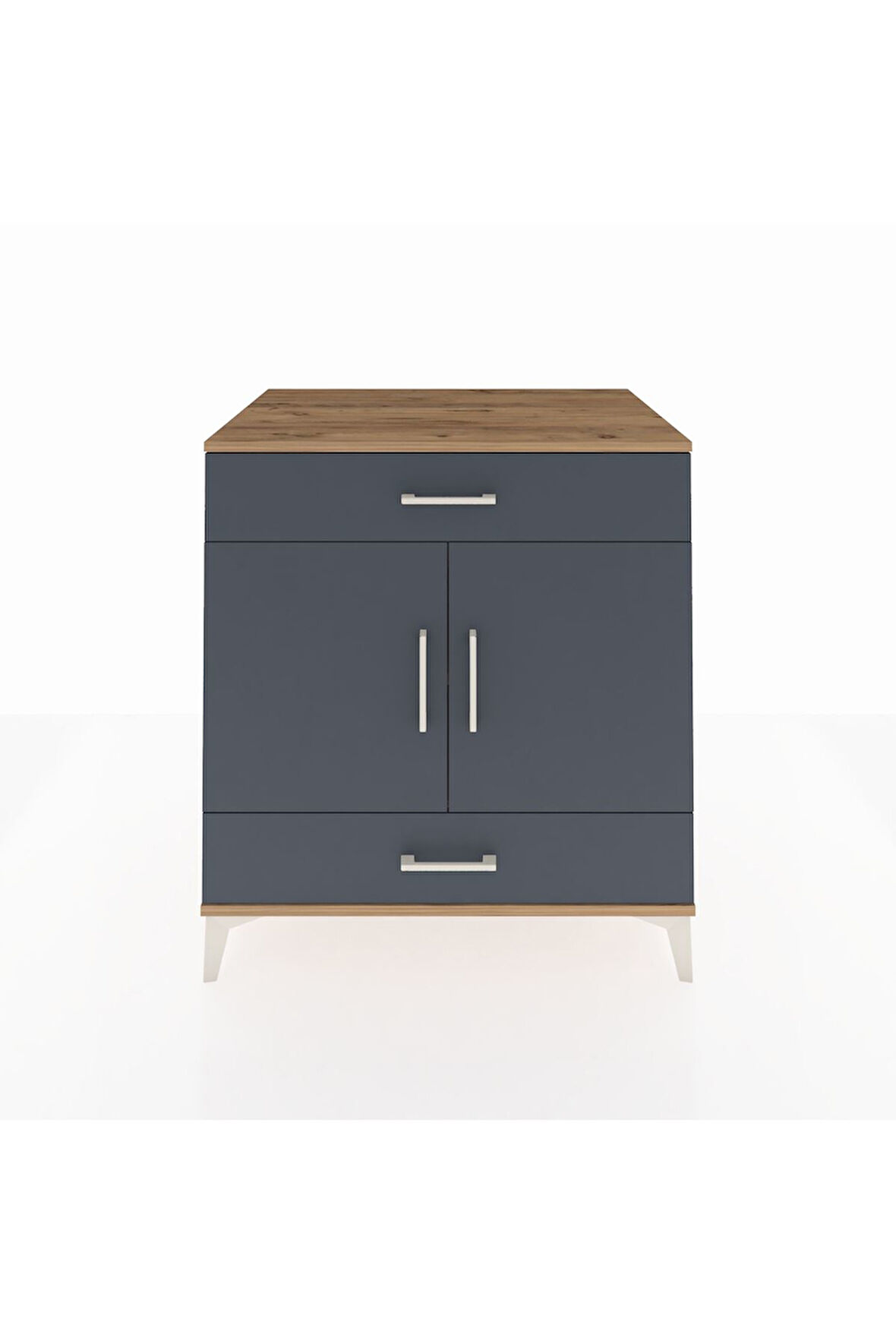 Kronos Şifonyer 2 Raflı 2 Çekmeceli 2 Kapaklı 88x59x96 Çam-Antrasit