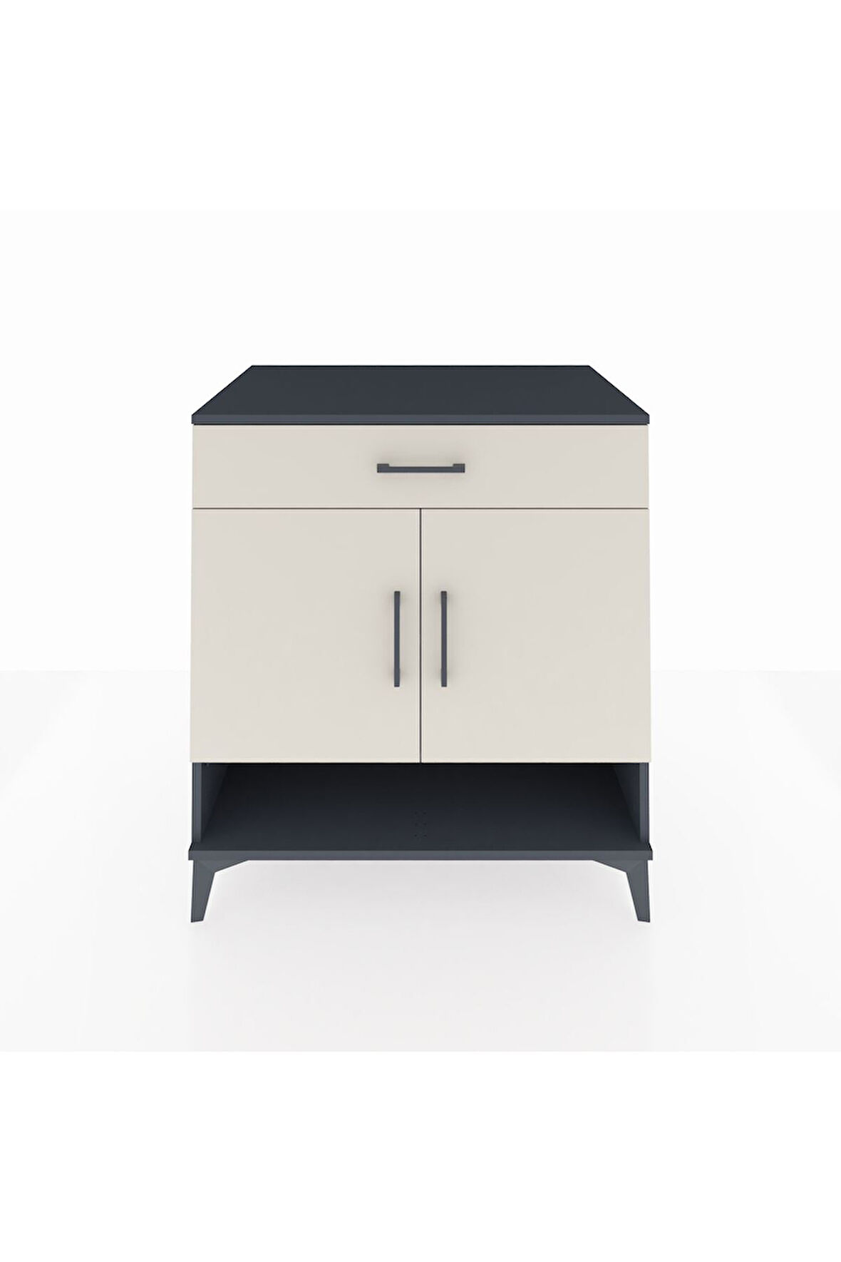 Kronos Şifonyer 2 Raflı Tek Çekmeceli 2 Kapaklı 88x59x96 Antrasit-Aytaşı