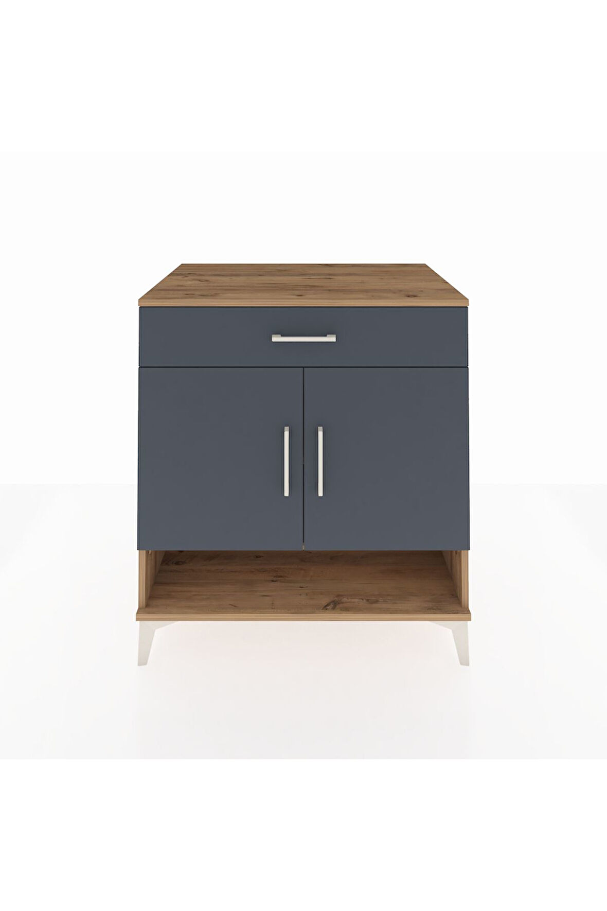 Kronos Şifonyer 2 Raflı Tek Çekmeceli 2 Kapaklı 88x59x96 Çam-Antrasit