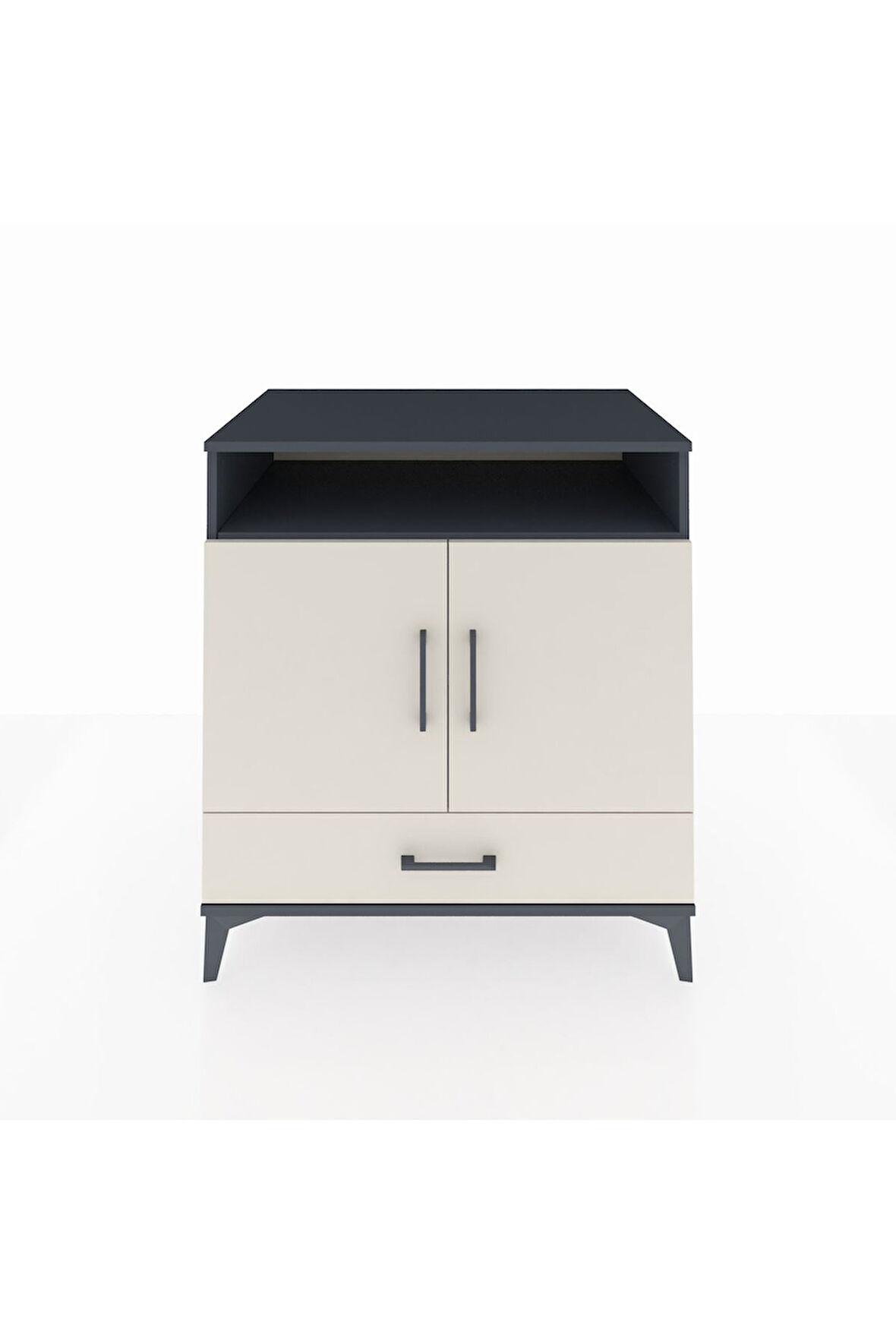 Kronos Şifonyer 3 Raflı Tek Çekmeceli 2 Kapaklı 88x59x96 Antrasit-Aytaşı