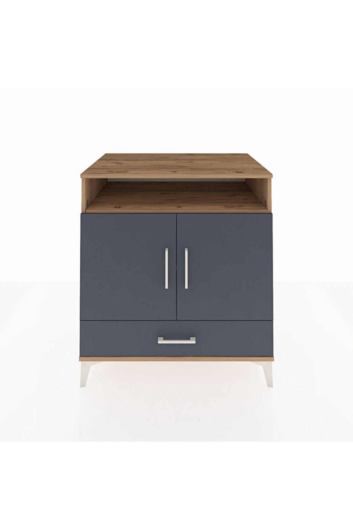 Kronos Şifonyer 3 Raflı Tek Çekmeceli 2 Kapaklı 88x59x96 Çam-Antrasit