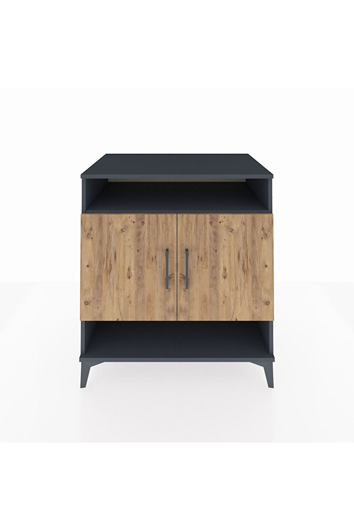 Kronos Şifonyer 3 Raflı 2 Kapaklı 88x59x96 Antrasit-Çam