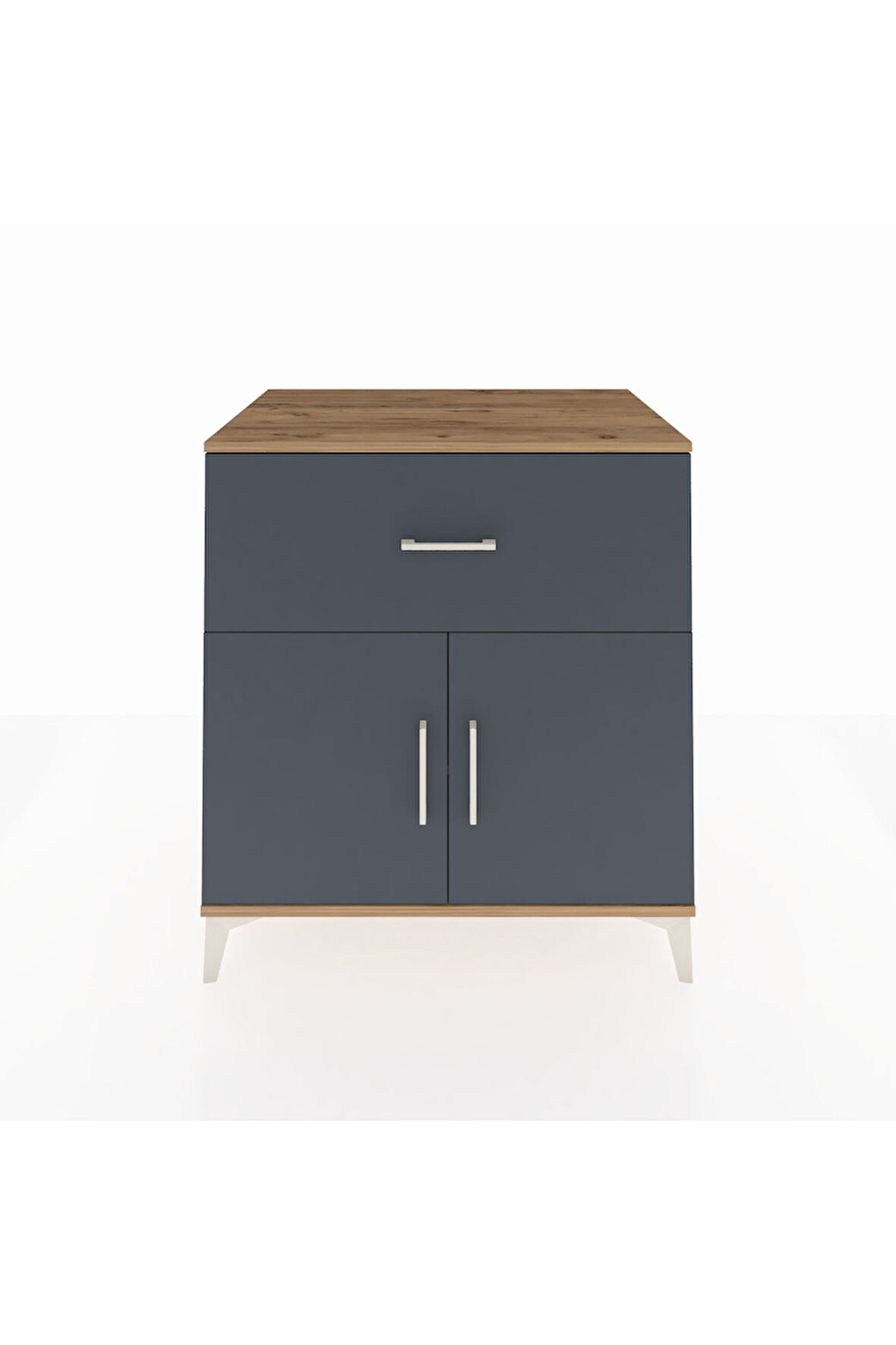 Kronos Şifonyer Tek Raflı Tek Çekmeceli 2 Kapaklı 88x59x96 Çam-Antrasit