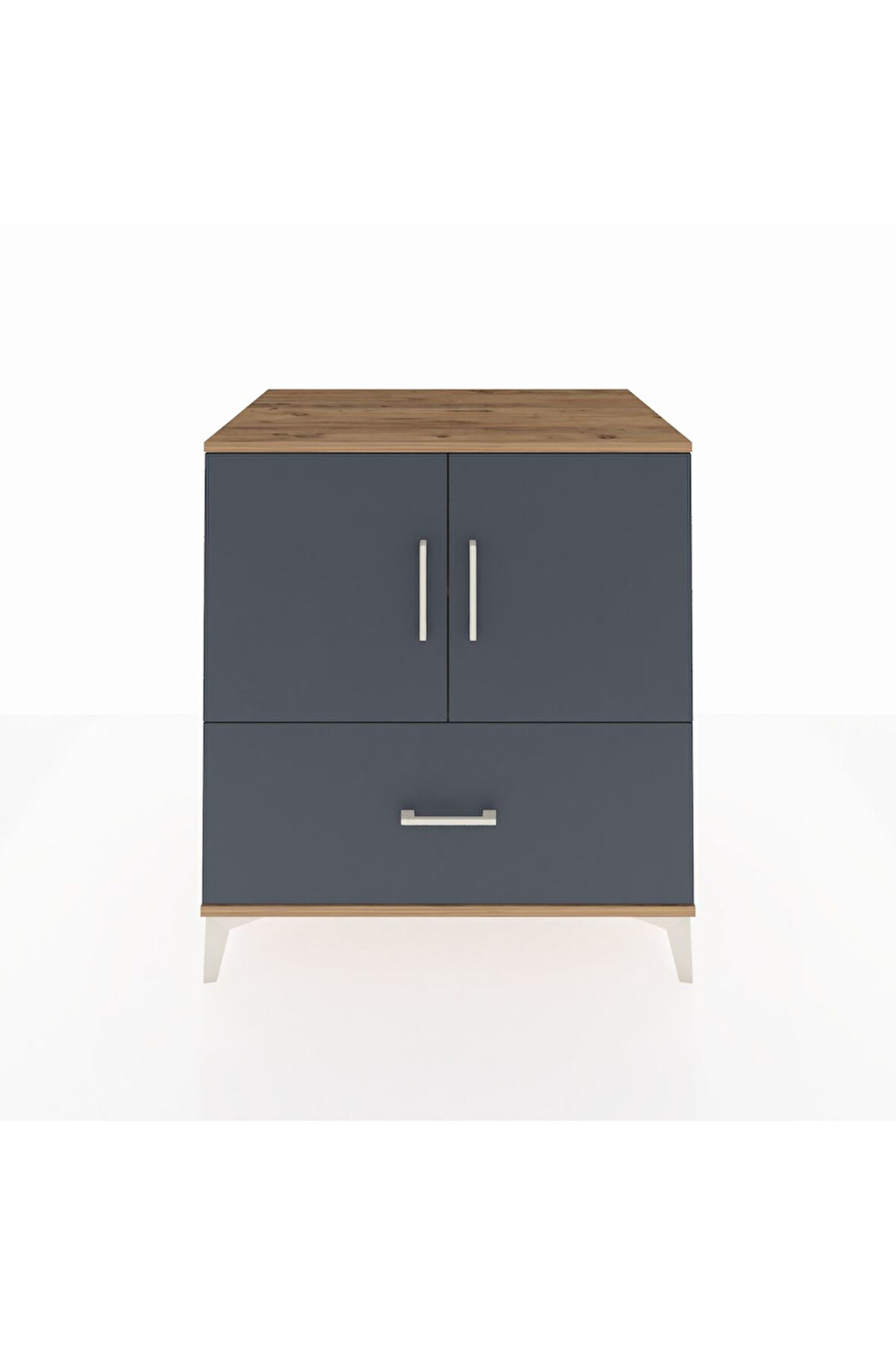 Kronos Şifonyer 2 Raflı Tek Çekmeceli 2 Kapaklı 88x59x96 Çam-Antrasit