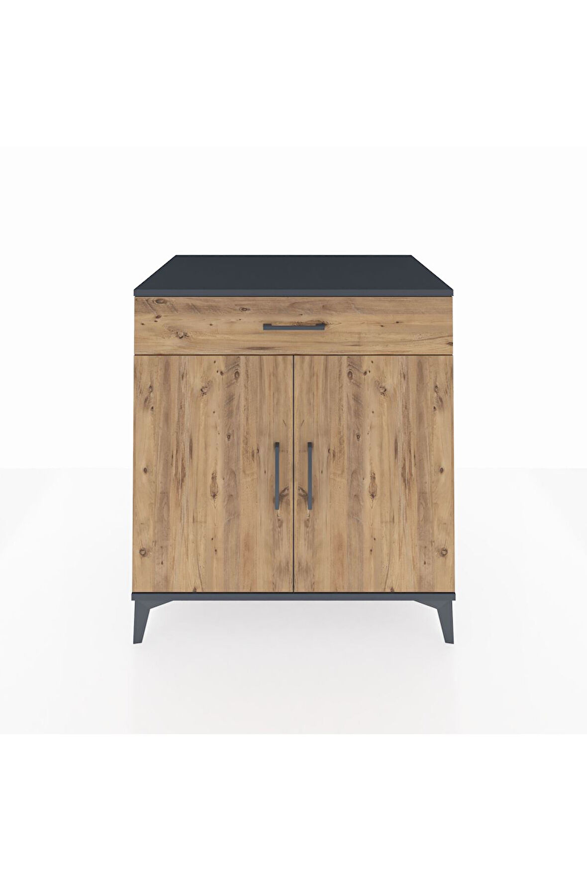 Kronos Şifonyer 2 Raflı Tek Çekmeceli 2 Kapaklı 88x59x96 Antrasit-Çam