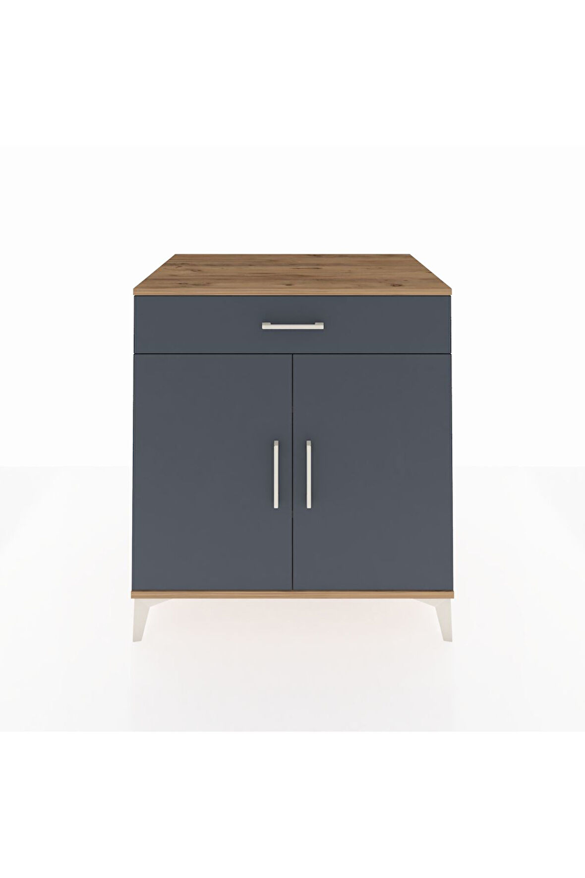 Kronos Şifonyer 2 Raflı Tek Çekmeceli 2 Kapaklı 88x59x96 Çam-Antrasit