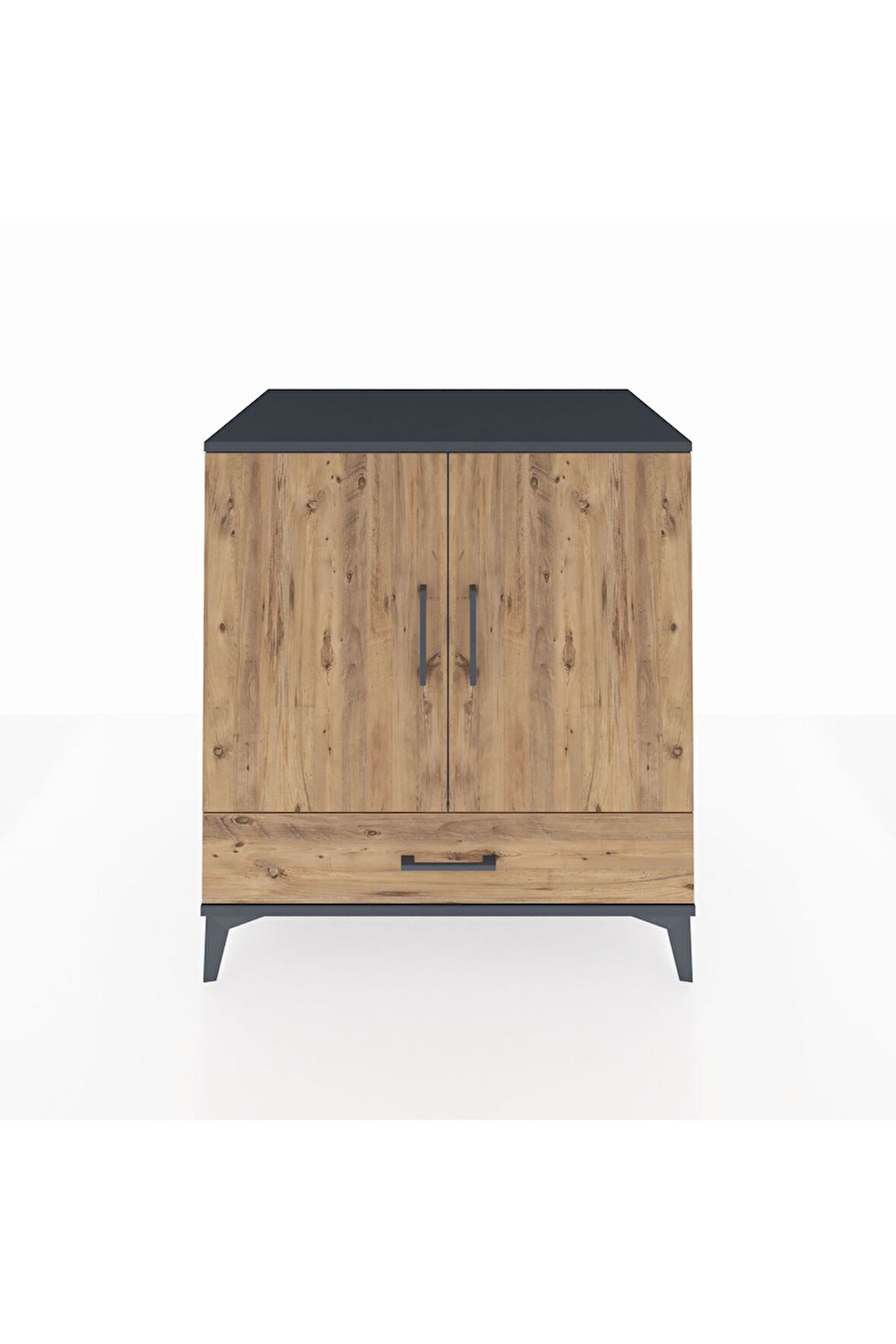 Kronos Şifonyer 3 Raflı Tek Çekmeceli 2 Kapaklı 88x59x96 Antrasit-Çam