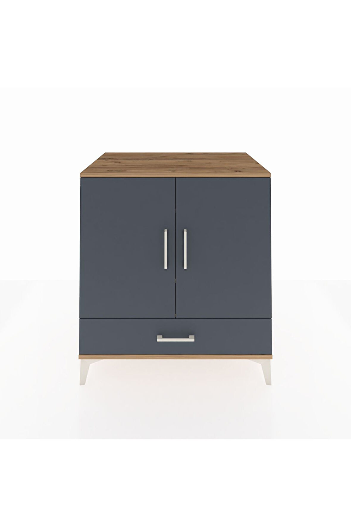 Kronos Şifonyer 3 Raflı Tek Çekmeceli 2 Kapaklı 88x59x96 Çam-Antrasit