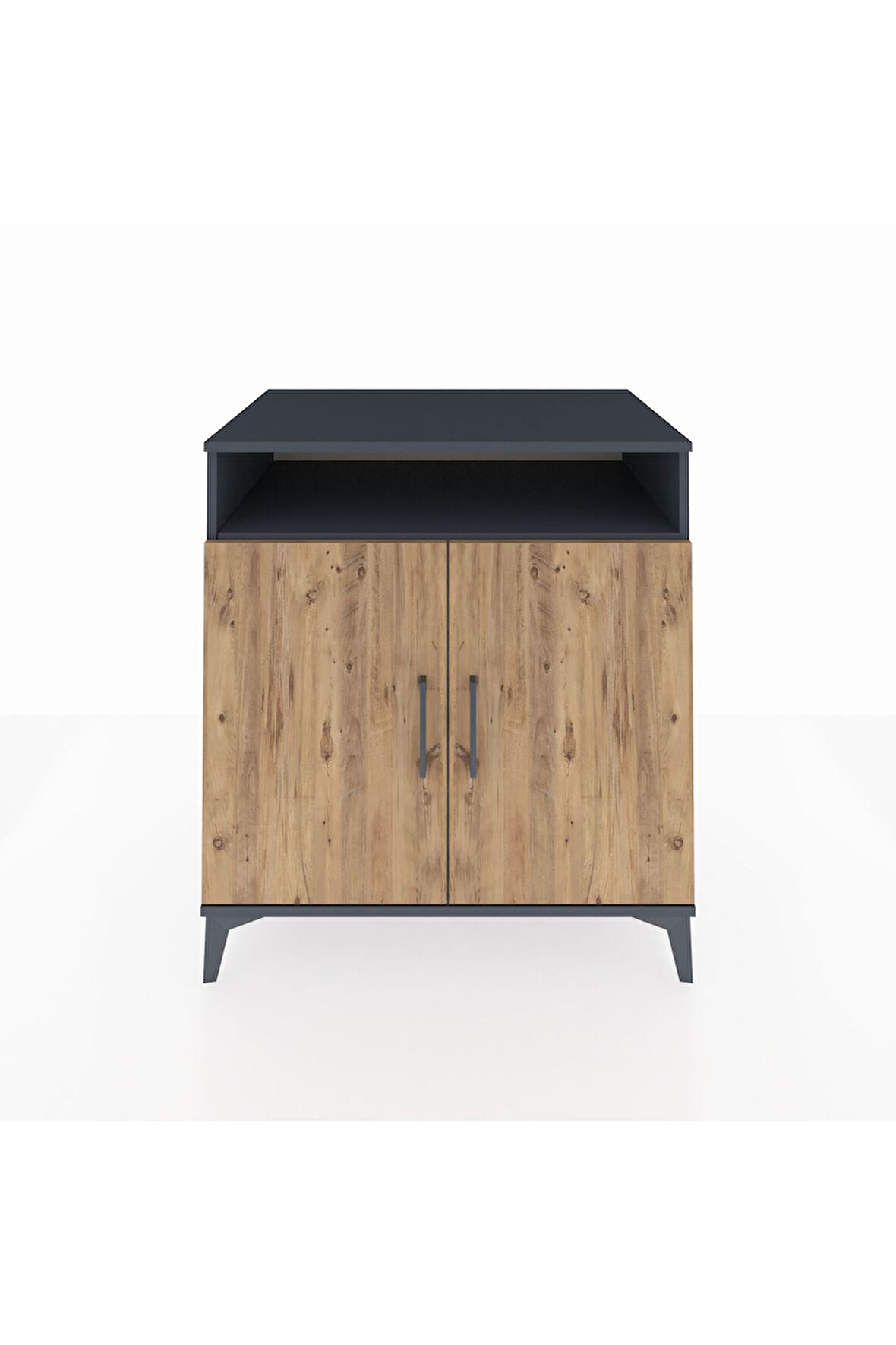 Kronos Şifonyer 3 Raflı 2 Kapaklı 88x59x96 Antrasit-Çam