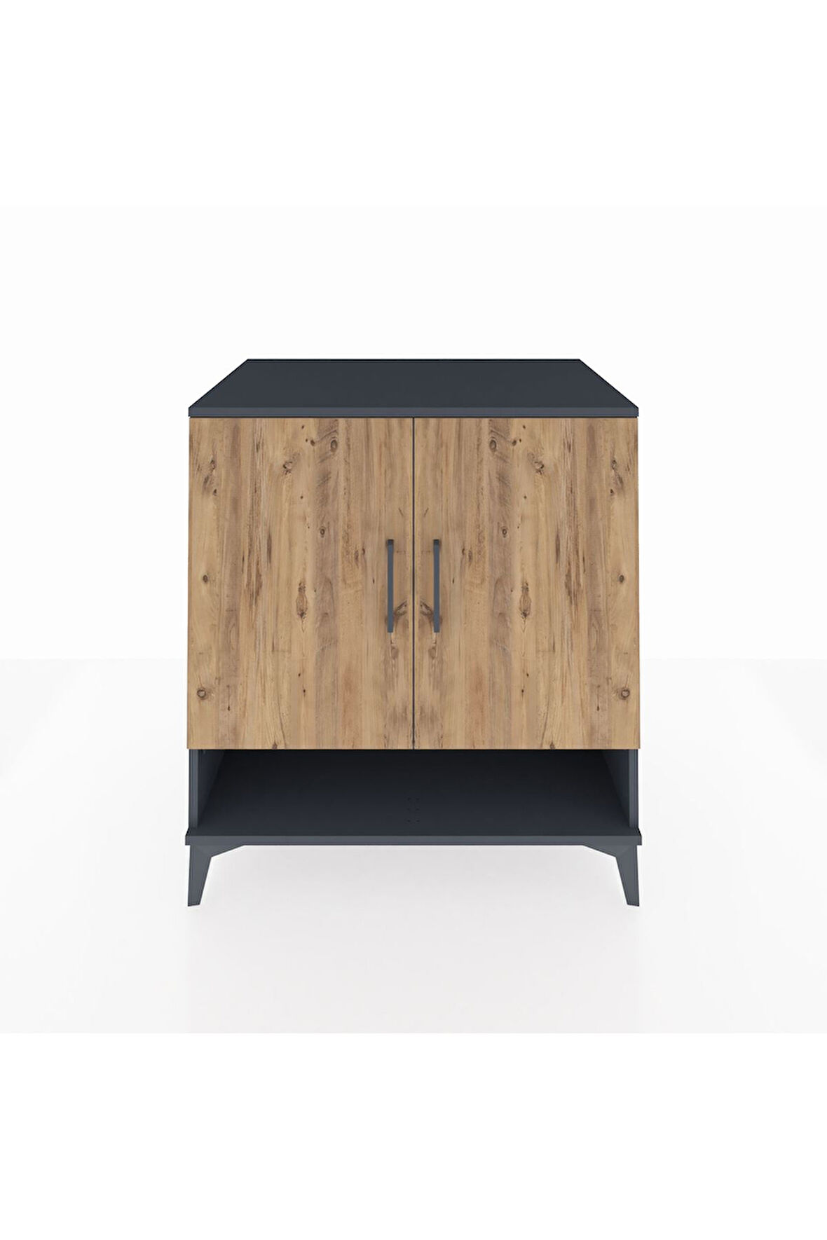 Kronos Şifonyer 3 Raflı 2 Kapaklı 88x59x96 Antrasit-Çam