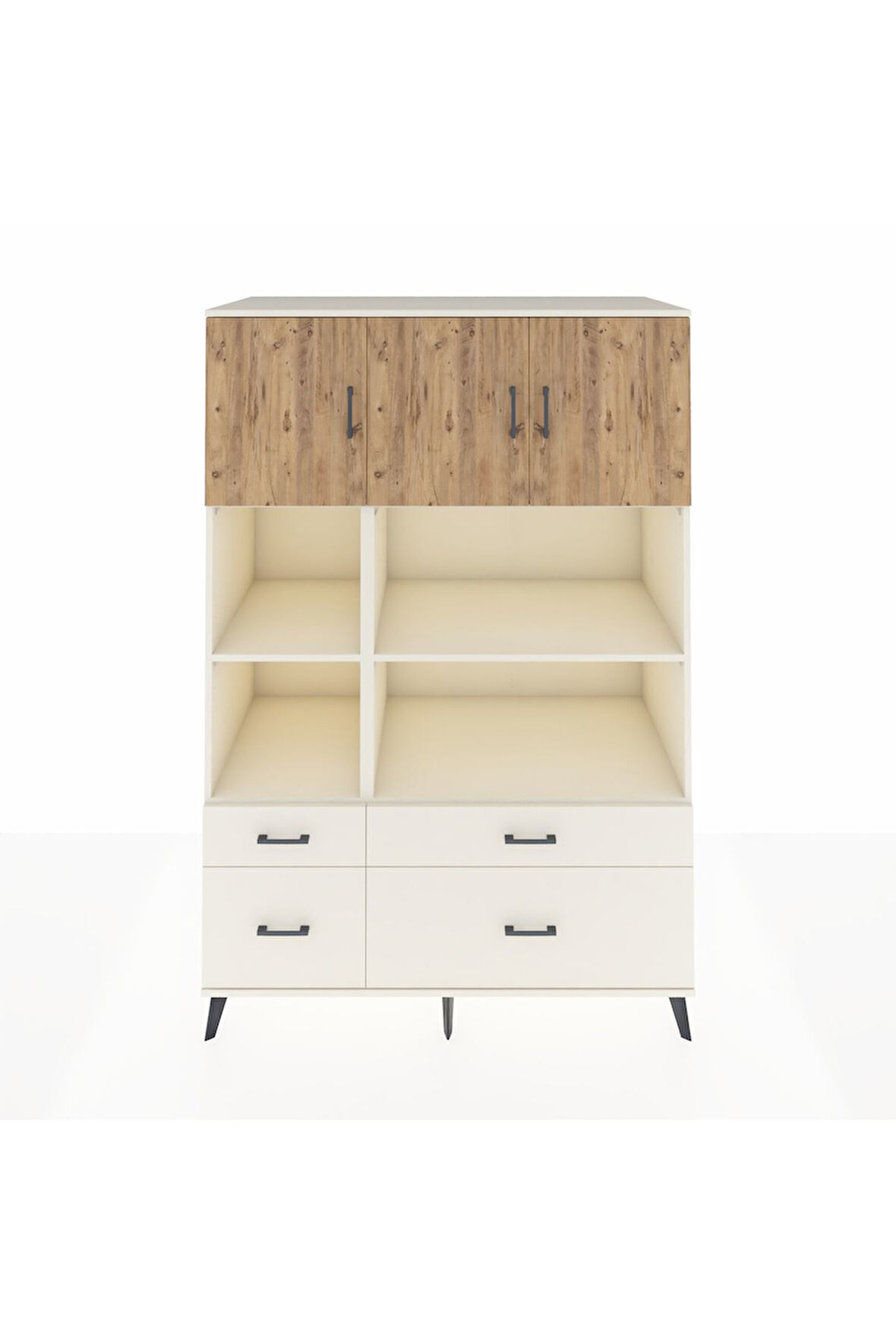 Kronos Dolap 8 Raflı 4 Çekmeceli 3 Kapaklı 132x59x195 Aytaşı-Çam/Aytaşı