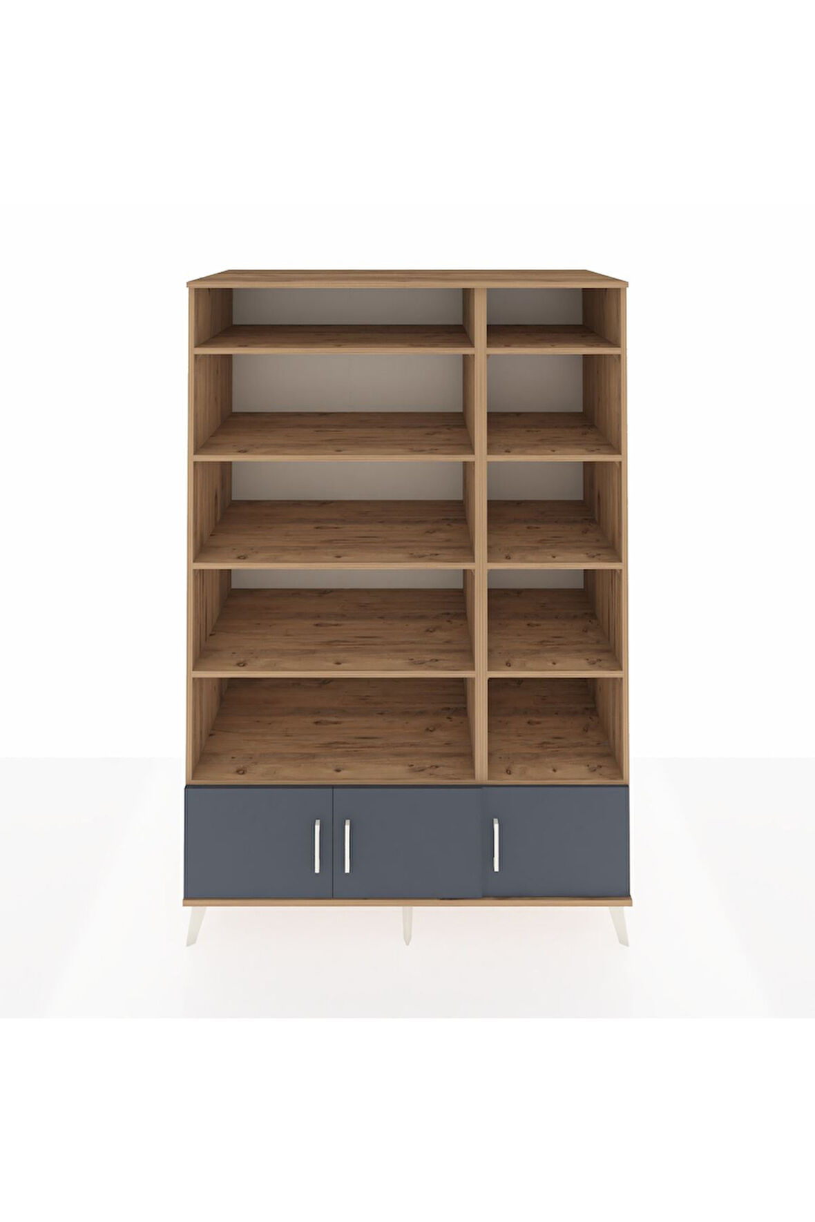 Kronos Dolap 10 Raflı 3 Kapaklı 132x59x195 Çam-Antrasit/Çam