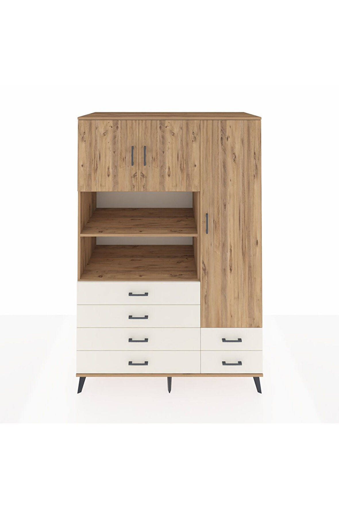 Kronos Dolap 9 Raflı 6 Çekmeceli 3 Kapaklı 132x59x195 Çam-Çam/Aytaşı