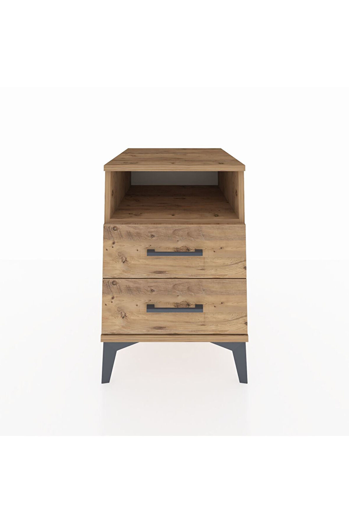 Kronos Komodin Tek Raflı 2 Çekmeceli 44x59x64 Çam-Çam