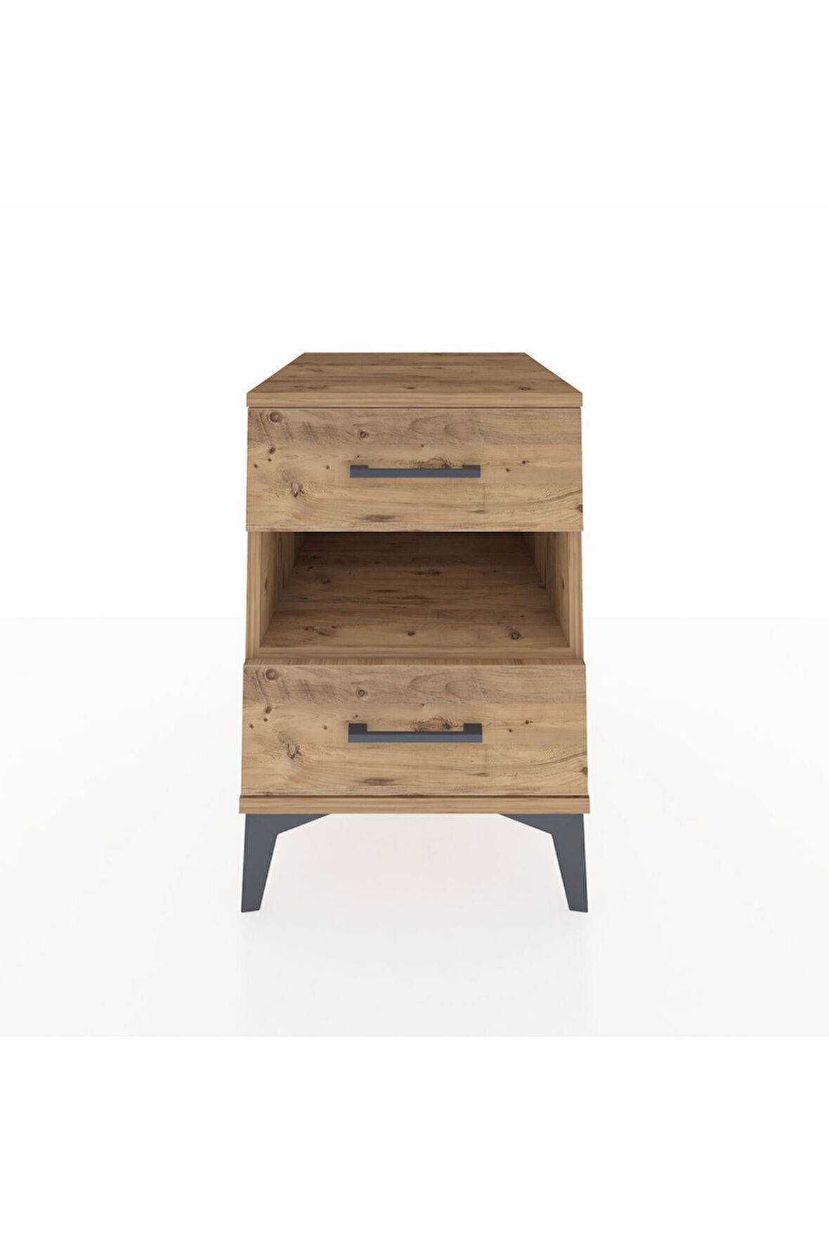 Kronos Komodin Tek Raflı 2 Çekmeceli 44x59x64 Çam-Çam