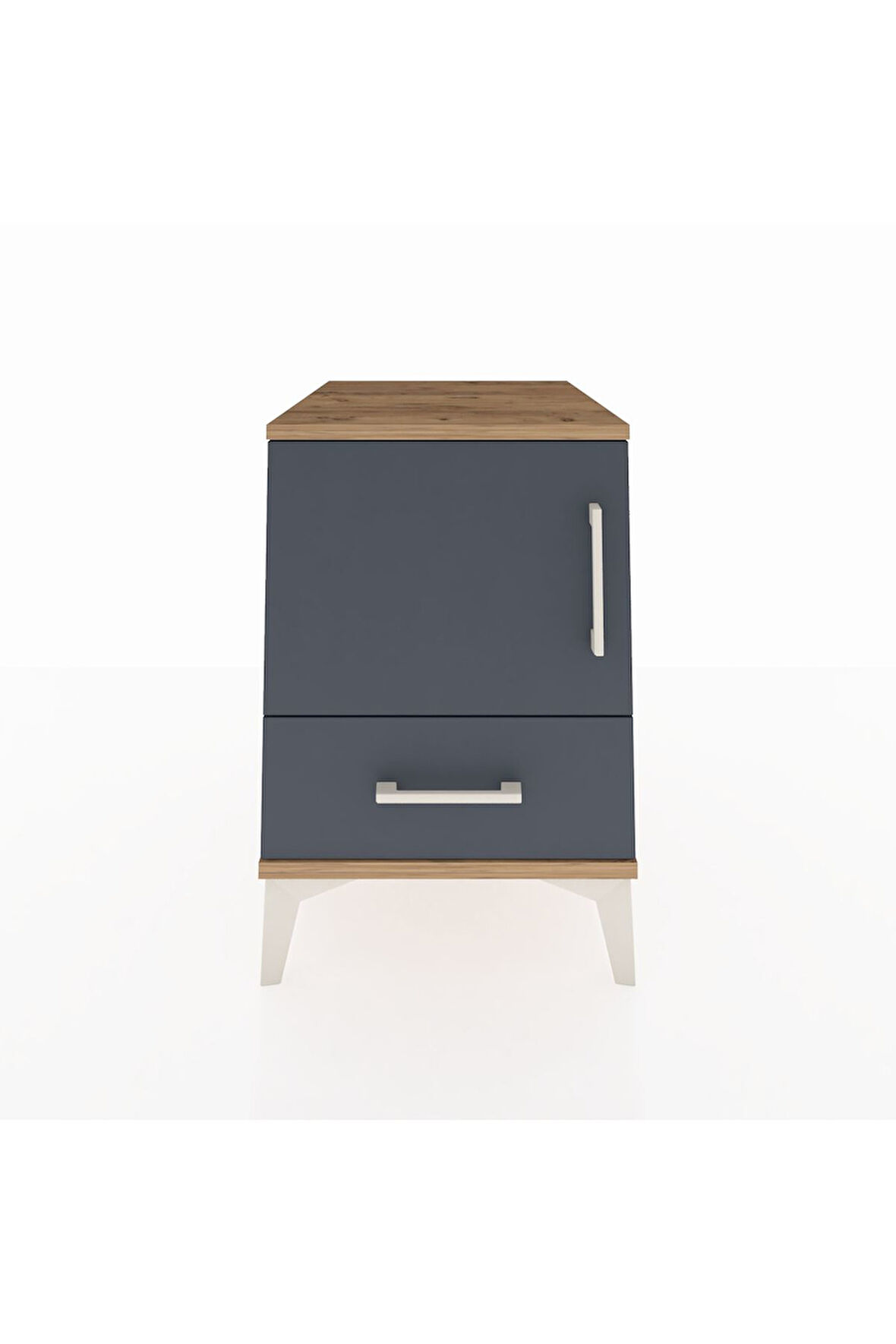 Kronos Komodin 2 Raflı Tek Çekmeceli Tek Kapaklı 44x59x64 Çam-Antrasit