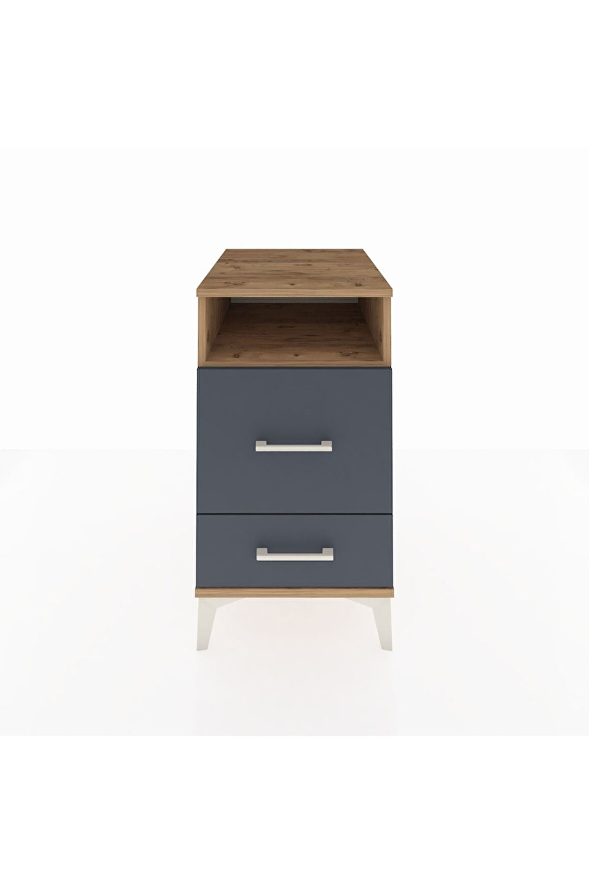 Kronos Komodin Tek Raflı 2 Çekmeceli 44x59x80 Çam-Antrasit