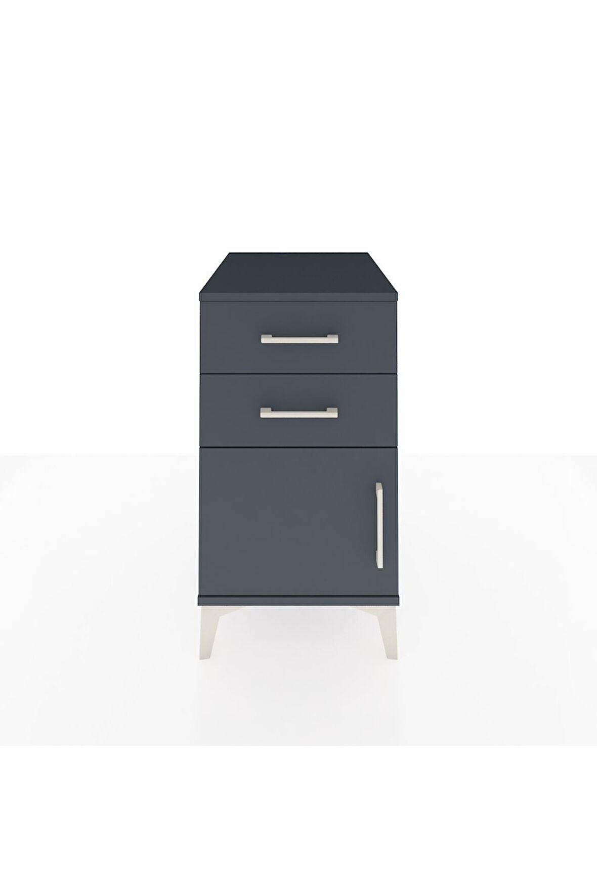 Kronos Komodin Tek Raflı 2 Çekmeceli Tek Kapaklı 44x59x80 Antrasit-Antrasit