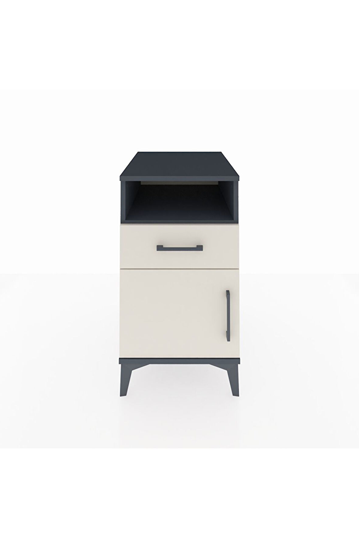 Kronos Komodin Tek Raflı Tek Çekmeceli Tek Kapaklı 44x59x80 Antrasit-Aytaşı