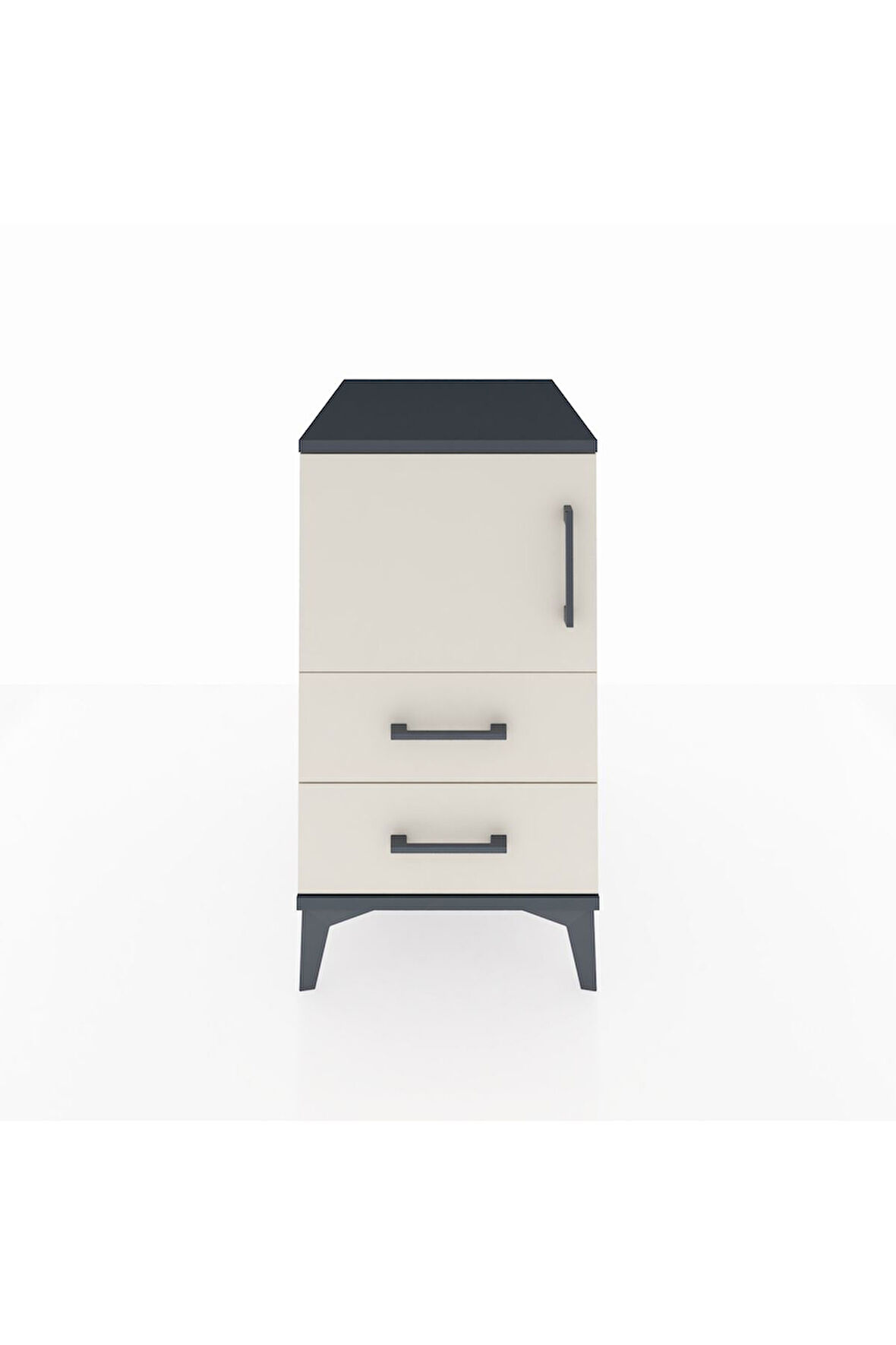 Kronos Komodin 2 Raflı 2 Çekmeceli Tek Kapaklı 44x59x80 Antrasit-Aytaşı