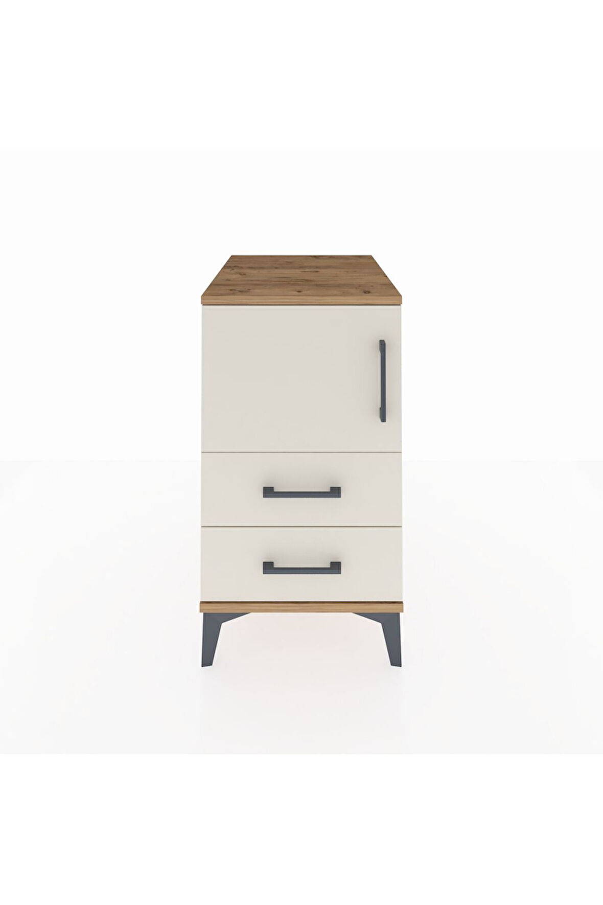 Kronos Komodin 2 Raflı 2 Çekmeceli Tek Kapaklı 44x59x80 Çam-Aytaşı