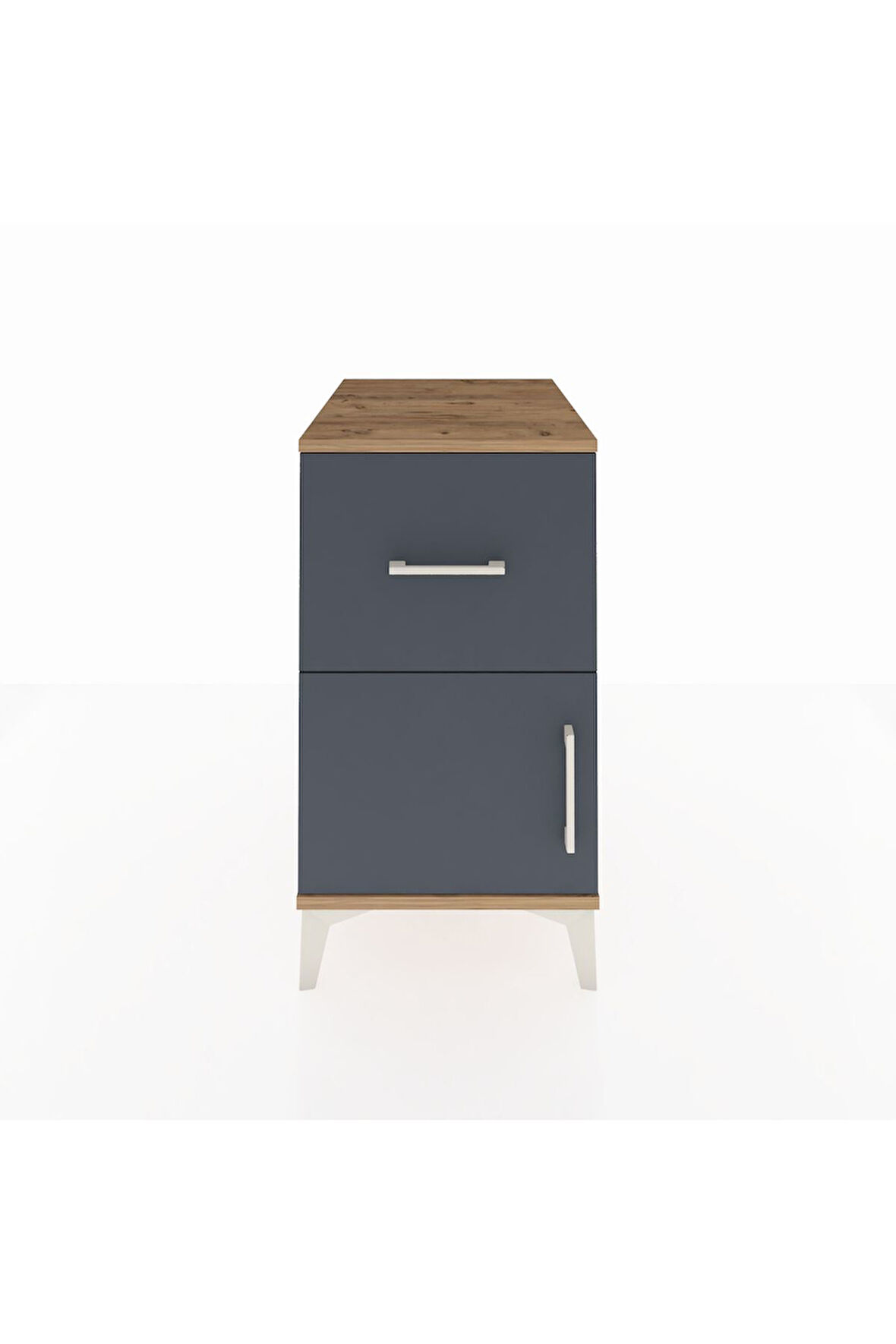 Kronos Komodin Tek Raflı Tek Çekmeceli Tek Kapaklı 44x59x80 Çam-Antrasit