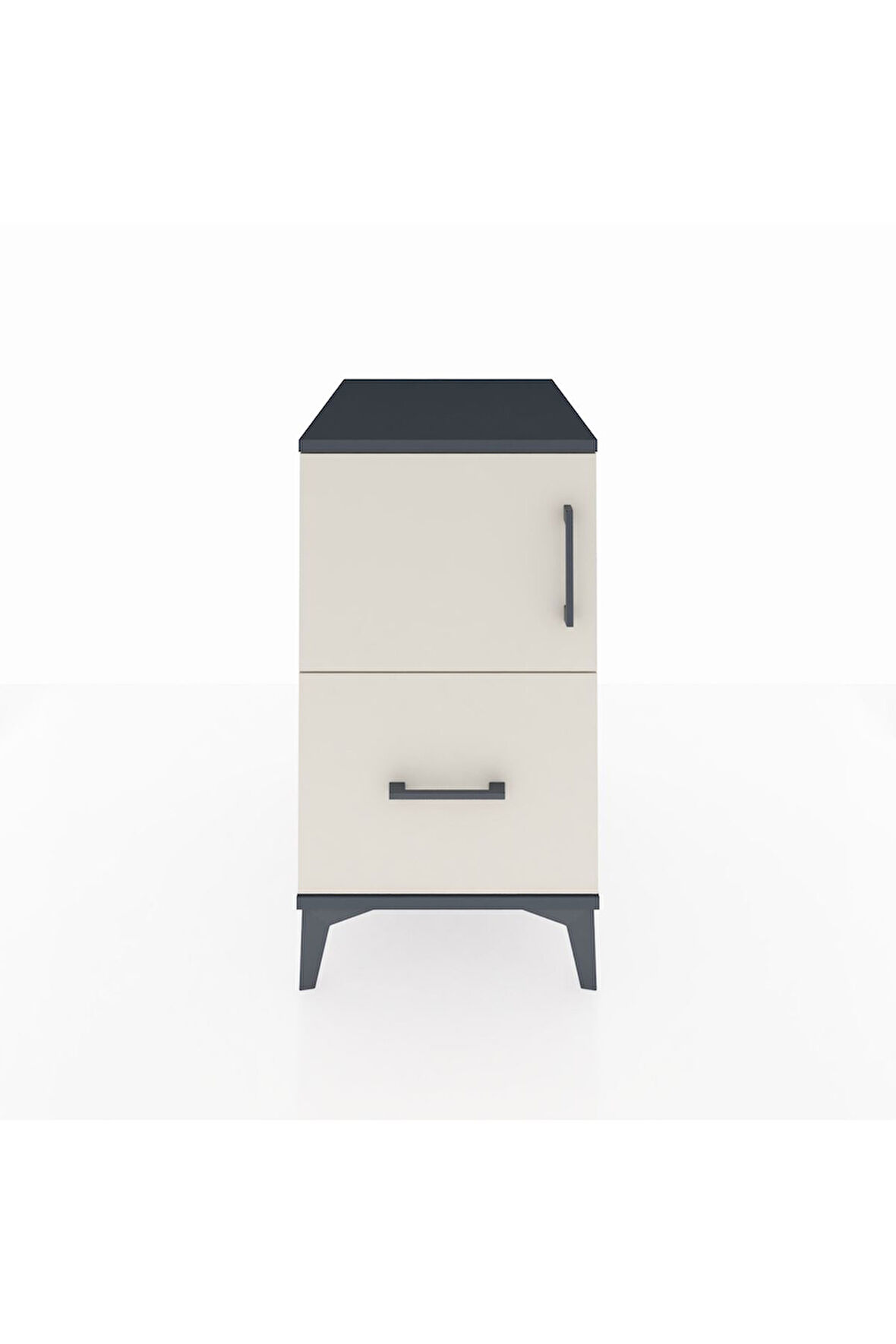 Kronos Komodin 2 Raflı Tek Çekmeceli Tek Kapaklı 44x59x80 Antrasit-Aytaşı