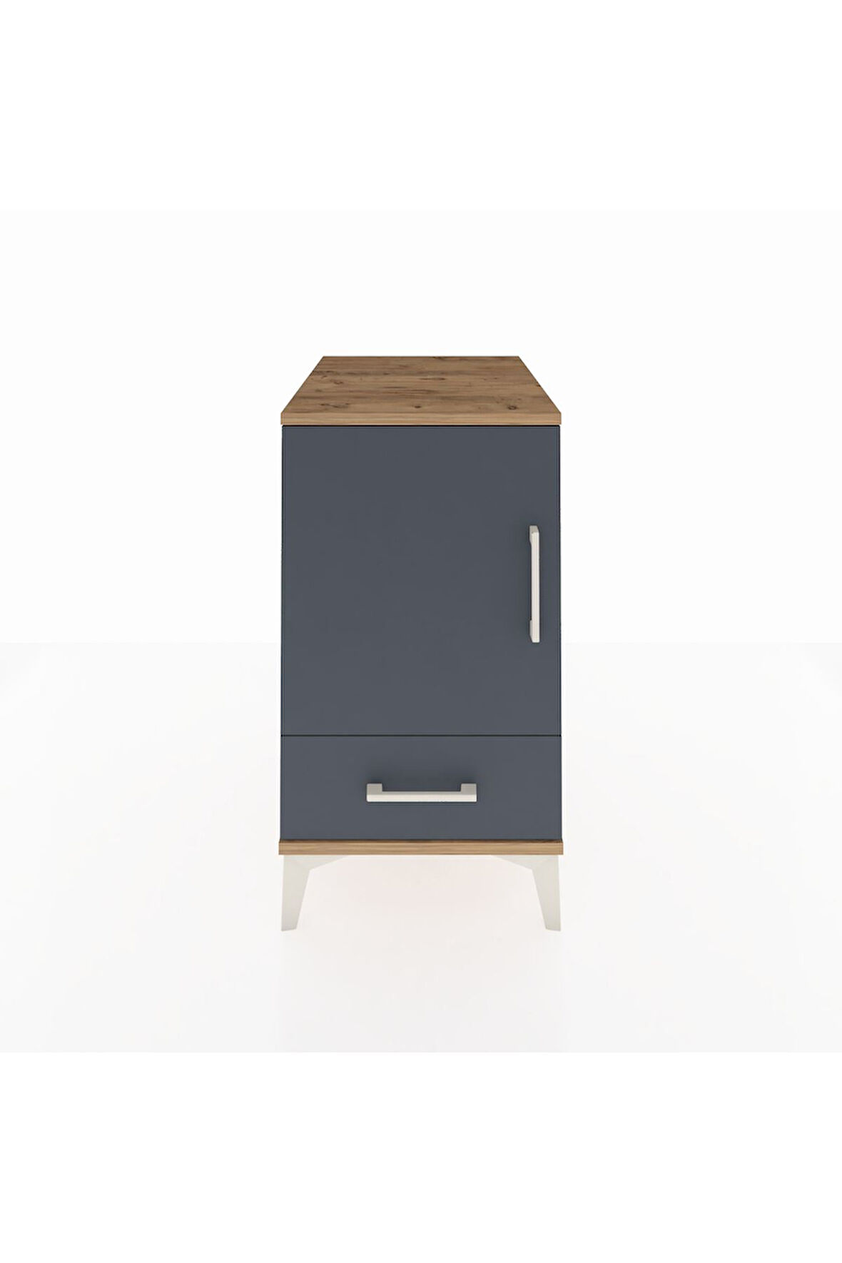 Kronos Komodin 2 Raflı Tek Çekmeceli Tek Kapaklı 44x59x80 Çam-Antrasit