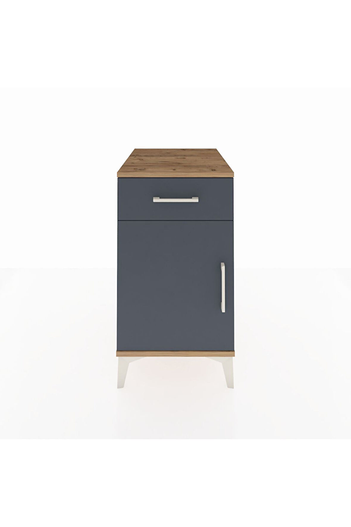 Kronos Komodin Tek Raflı Tek Çekmeceli Tek Kapaklı 44x59x80 Çam-Antrasit