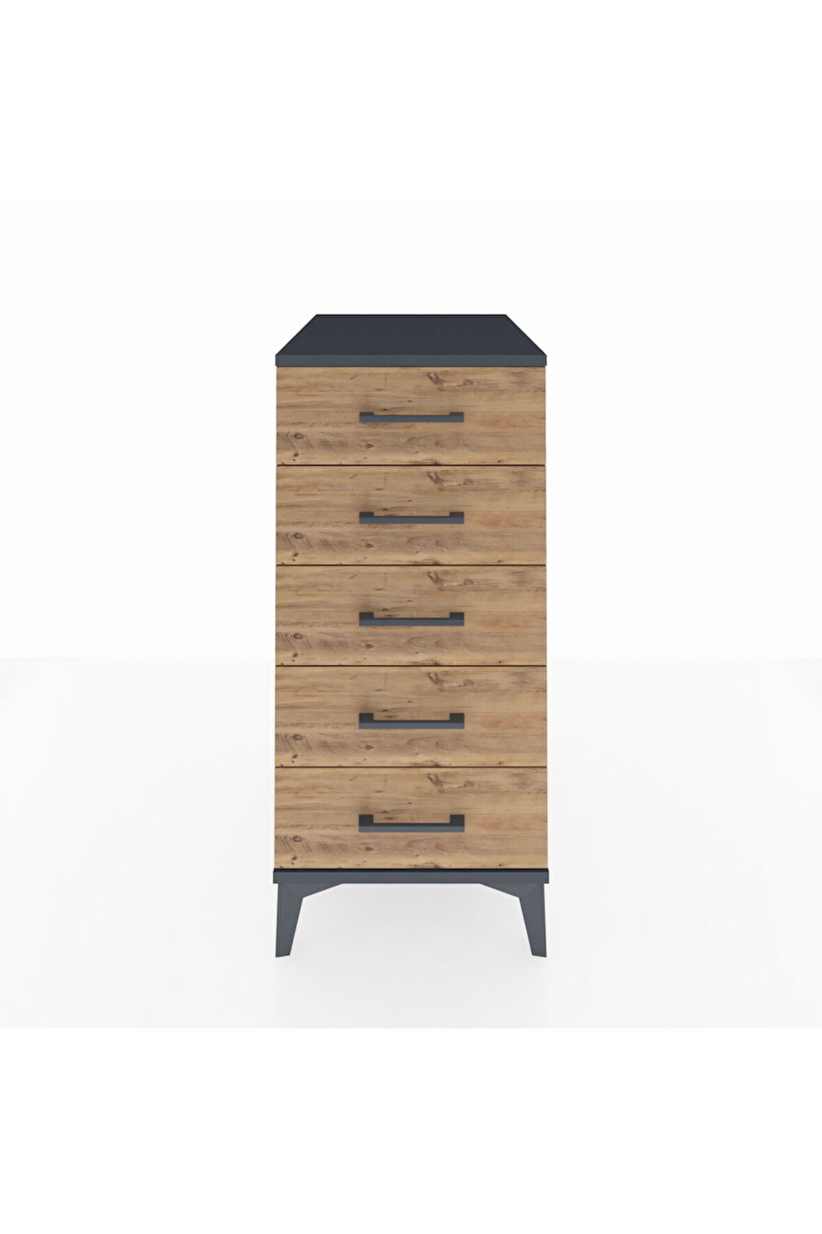 Kronos Komodin 5 Çekmeceli 44x59x96 Antrasit-Çam