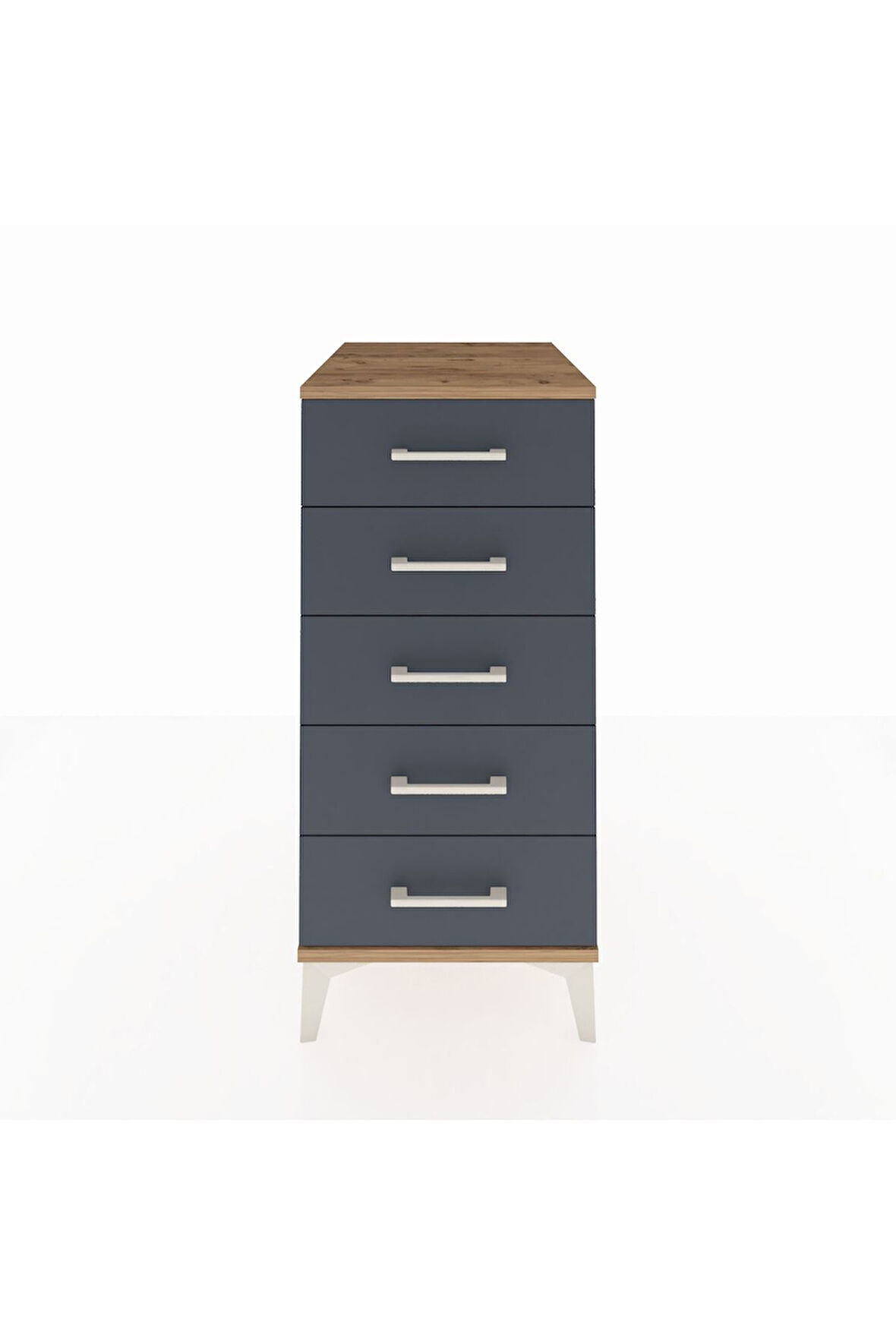 Kronos Komodin 5 Çekmeceli 44x59x96 Çam-Antrasit