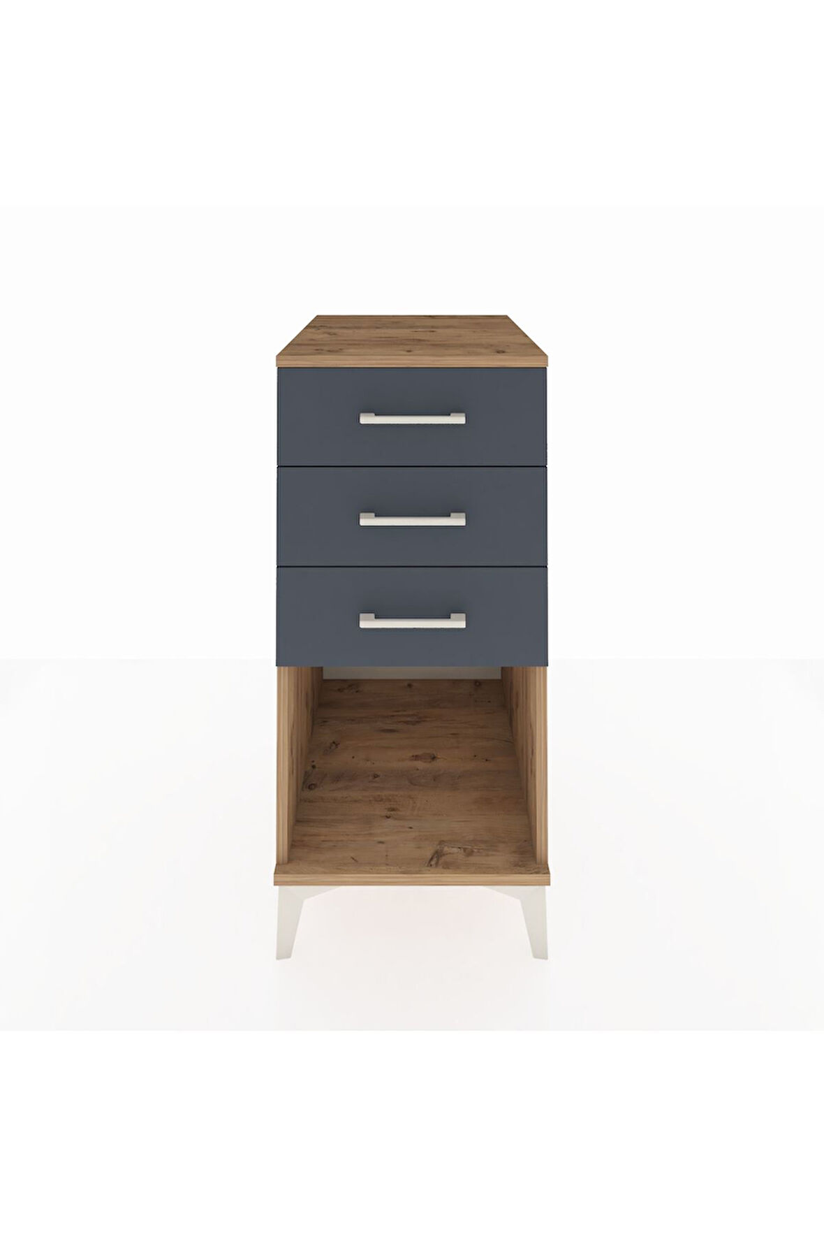 Kronos Komodin 3 Çekmeceli 44x59x96 Çam-Antrasit