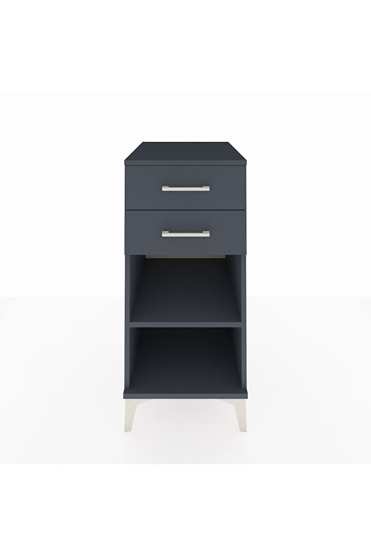 Kronos Komodin Tek Raflı 2 Çekmeceli 44x59x96 Antrasit-Antrasit