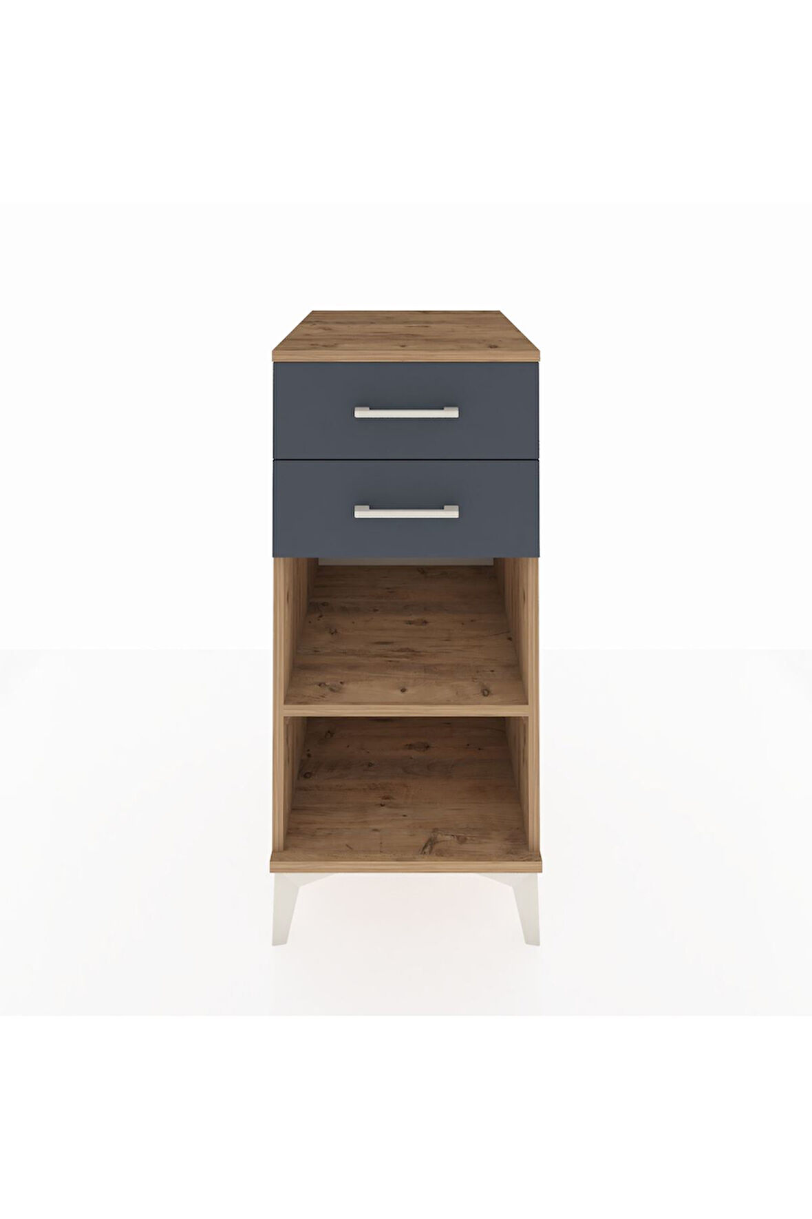 Kronos Komodin Tek Raflı 2 Çekmeceli 44x59x96 Çam-Antrasit