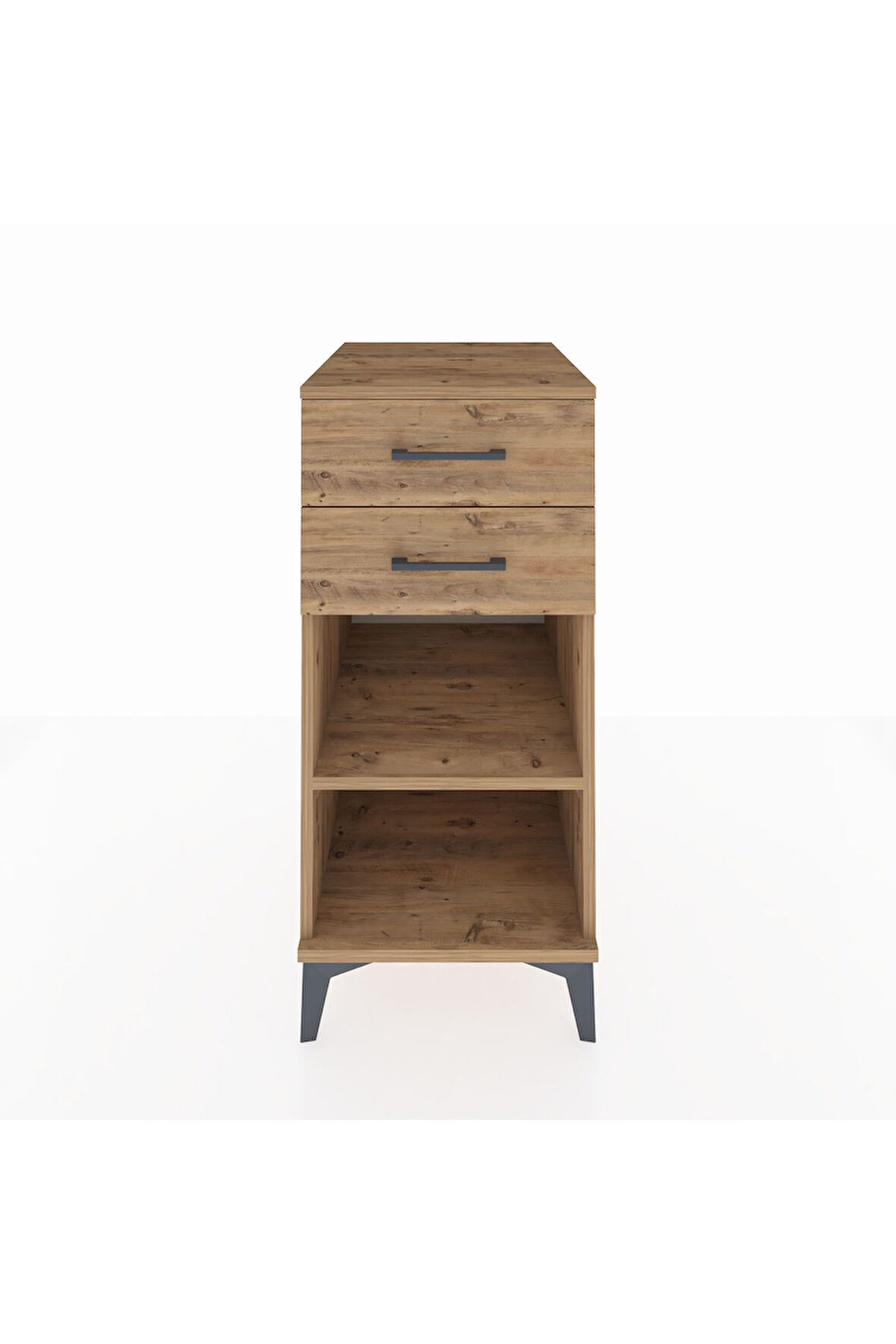 Kronos Komodin Tek Raflı 2 Çekmeceli 44x59x96 Çam-Çam