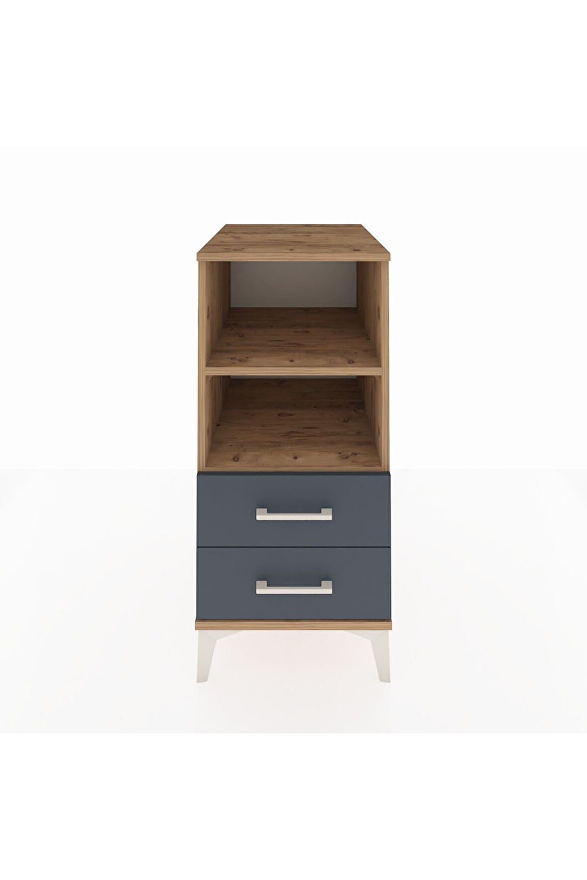 Kronos Komodin 2 Raflı 2 Çekmeceli 44x59x96 Çam-Antrasit