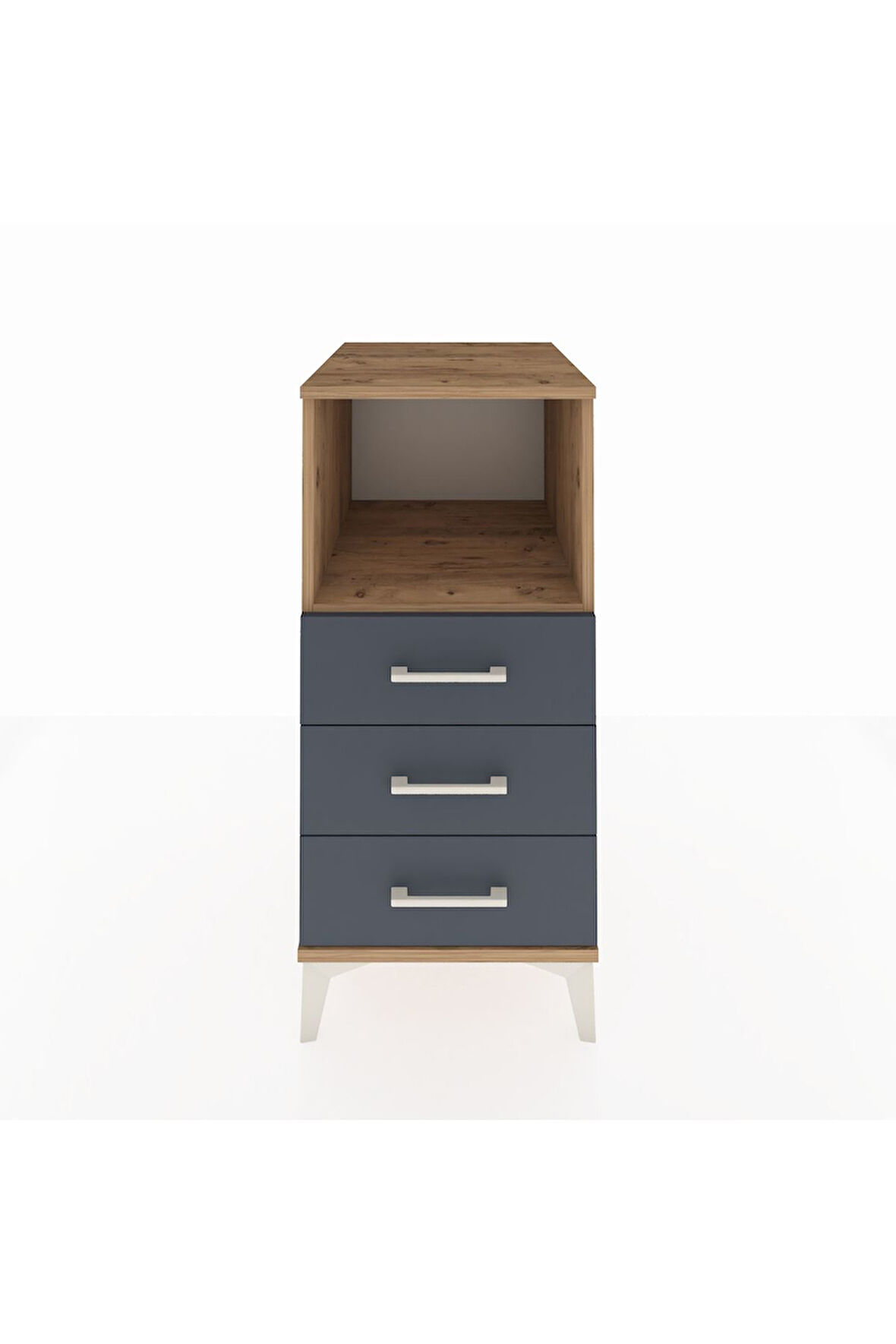 Kronos Komodin Tek Raflı 3 Çekmeceli 44x59x96 Çam-Antrasit