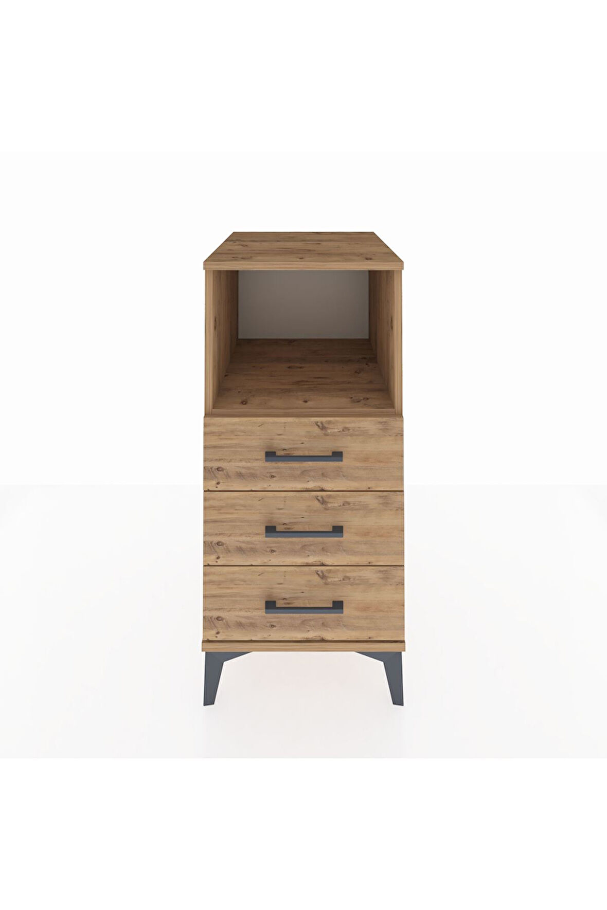 Kronos Komodin Tek Raflı 3 Çekmeceli 44x59x96 Çam-Çam