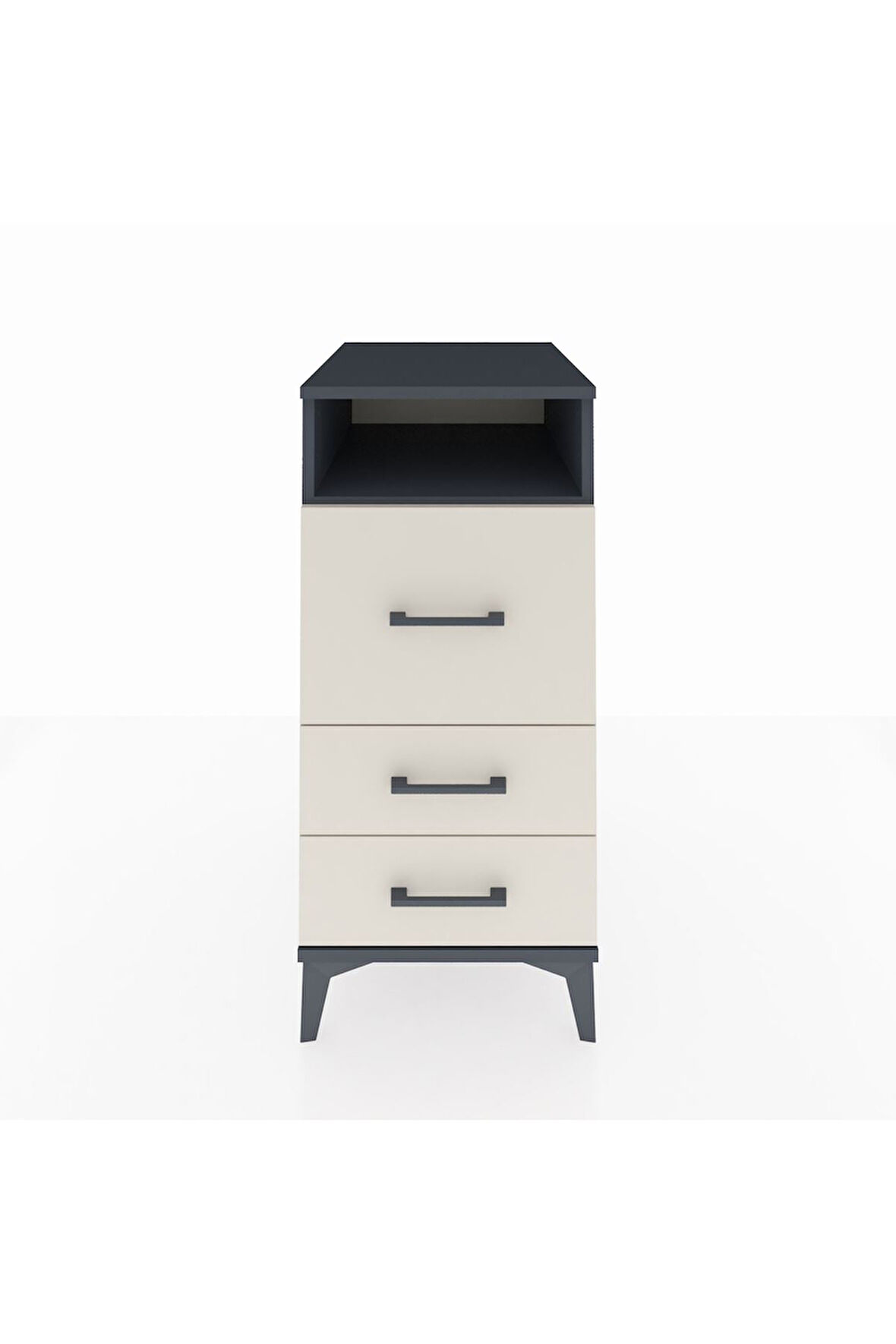 Kronos Komodin Tek Raflı 3 Çekmeceli 44x59x96 Antrasit-Aytaşı