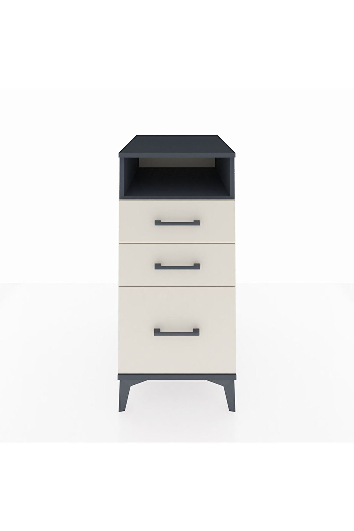 Kronos Komodin Tek Raflı 3 Çekmeceli 44x59x96 Antrasit-Aytaşı