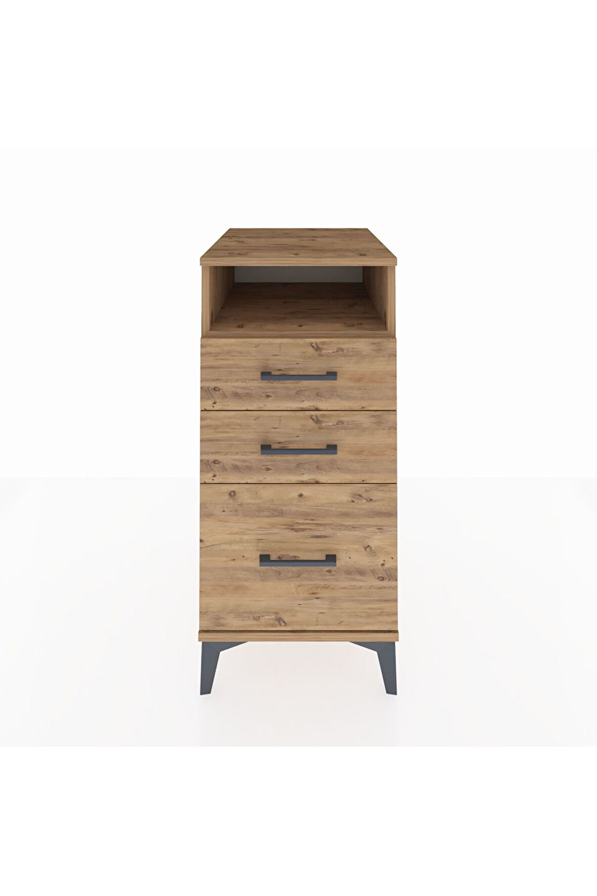Kronos Komodin Tek Raflı 3 Çekmeceli 44x59x96 Çam-Çam
