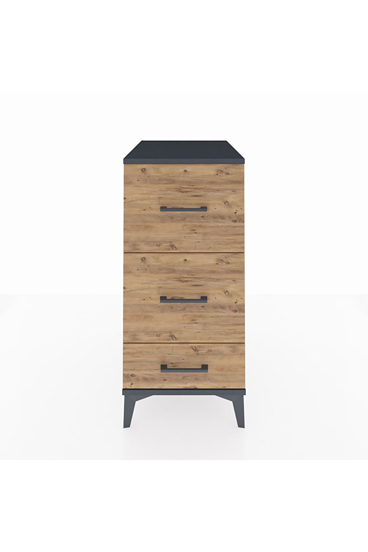 Kronos Komodin 3 Çekmeceli 44x59x96 Antrasit-Çam