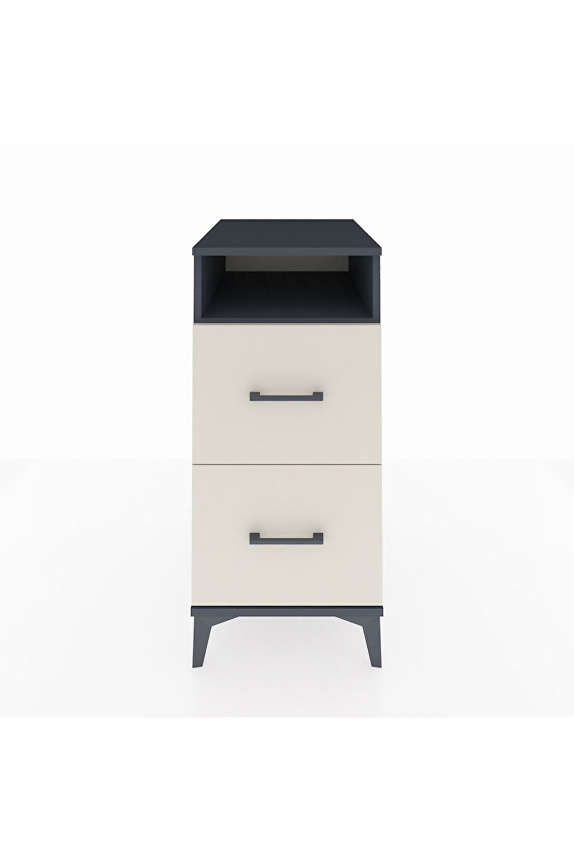 Kronos Komodin Tek Raflı 2 Çekmeceli 44x59x96 Antrasit-Aytaşı